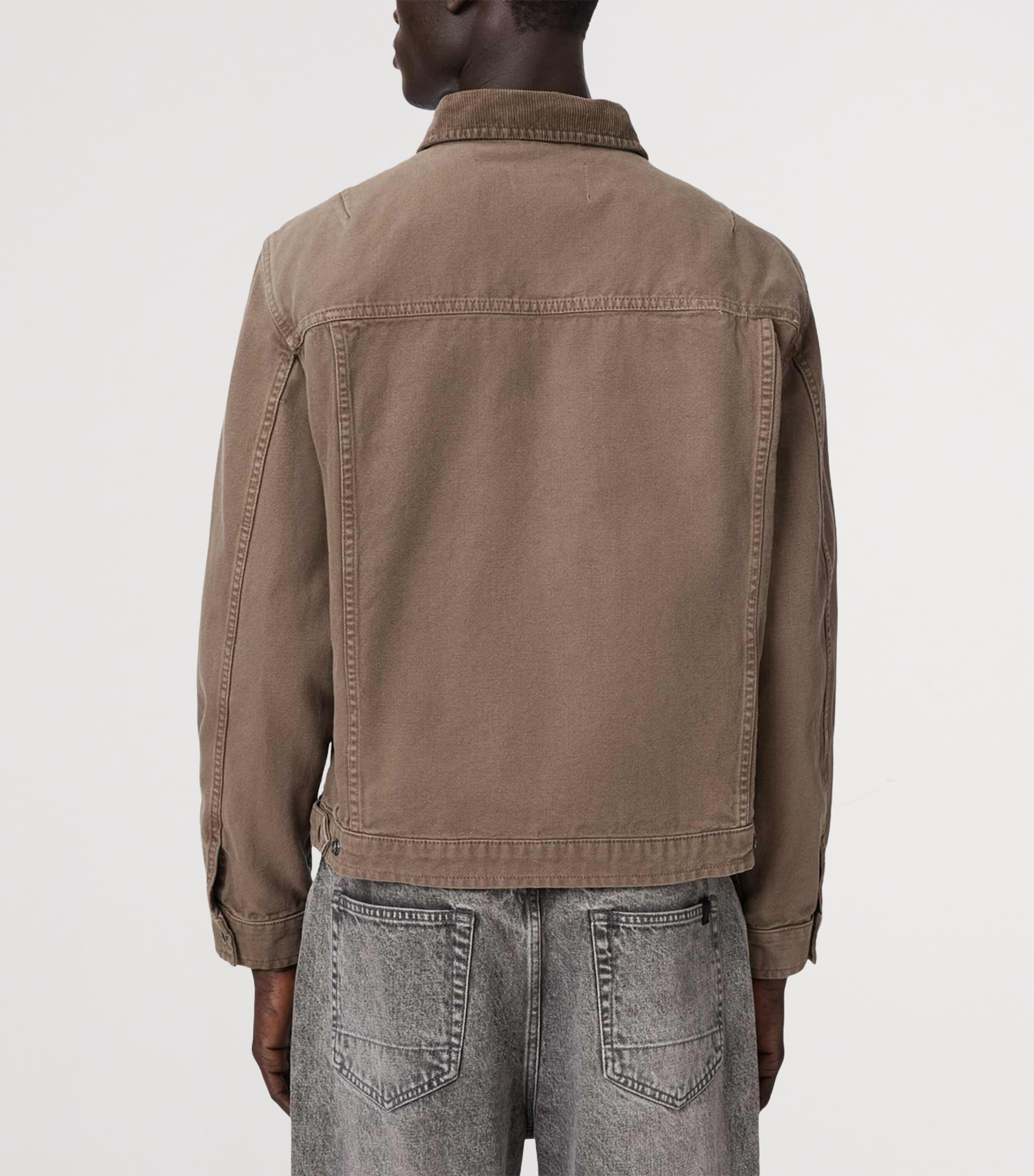 AllSaints Mens Organic Cotton Canvas Korey Jacket Mire Brown Image 4