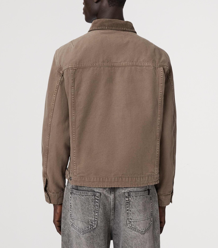 AllSaints Mens Organic Cotton Canvas Korey Jacket Mire Brown Image 4