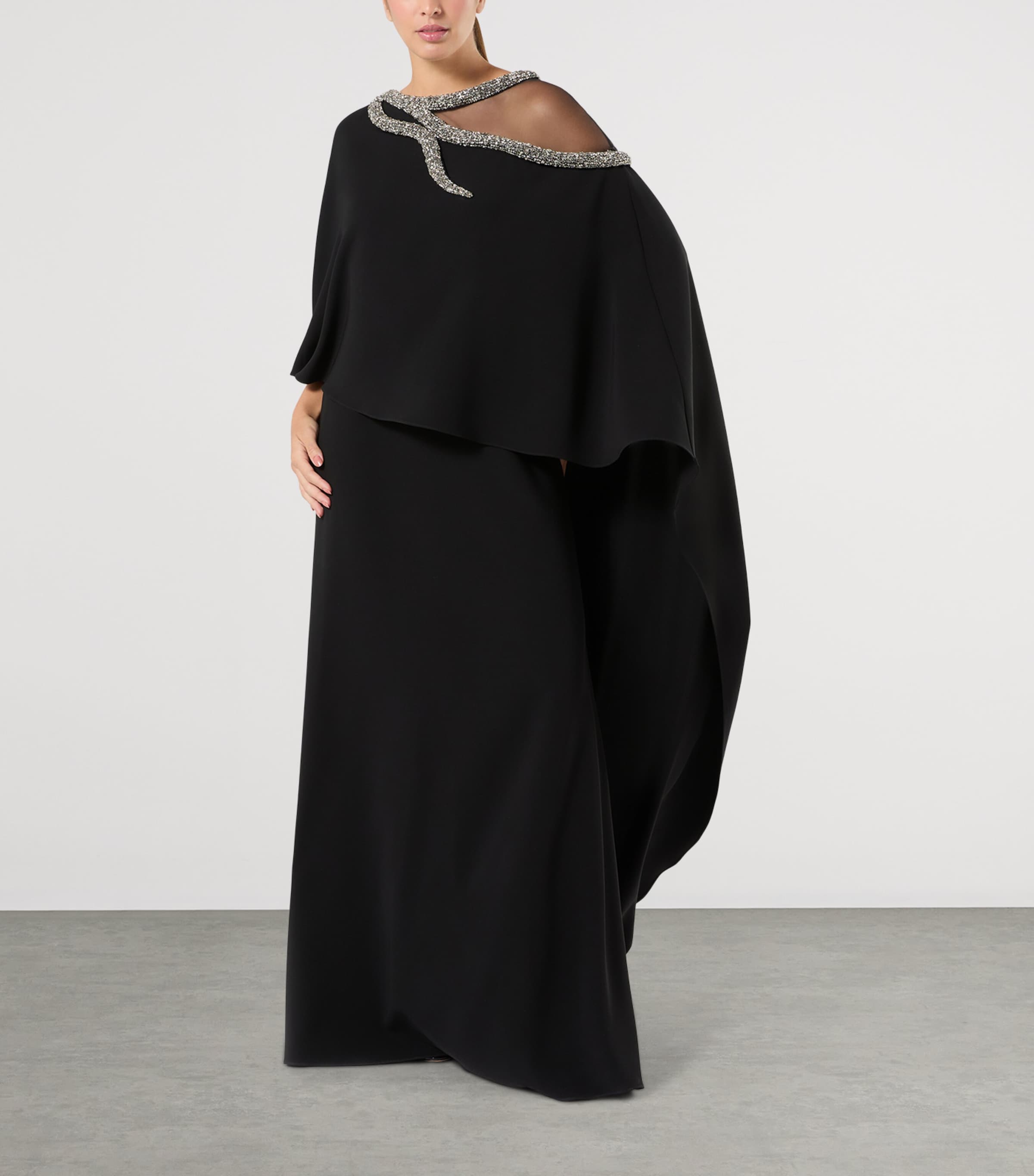 Marina Rinaldi Womens x Tony Ward Embellished-Neck Maxi Dress Black Image 2