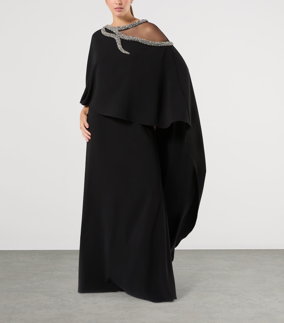 Marina Rinaldi Womens x Tony Ward Embellished-Neck Maxi Dress Black Image 2