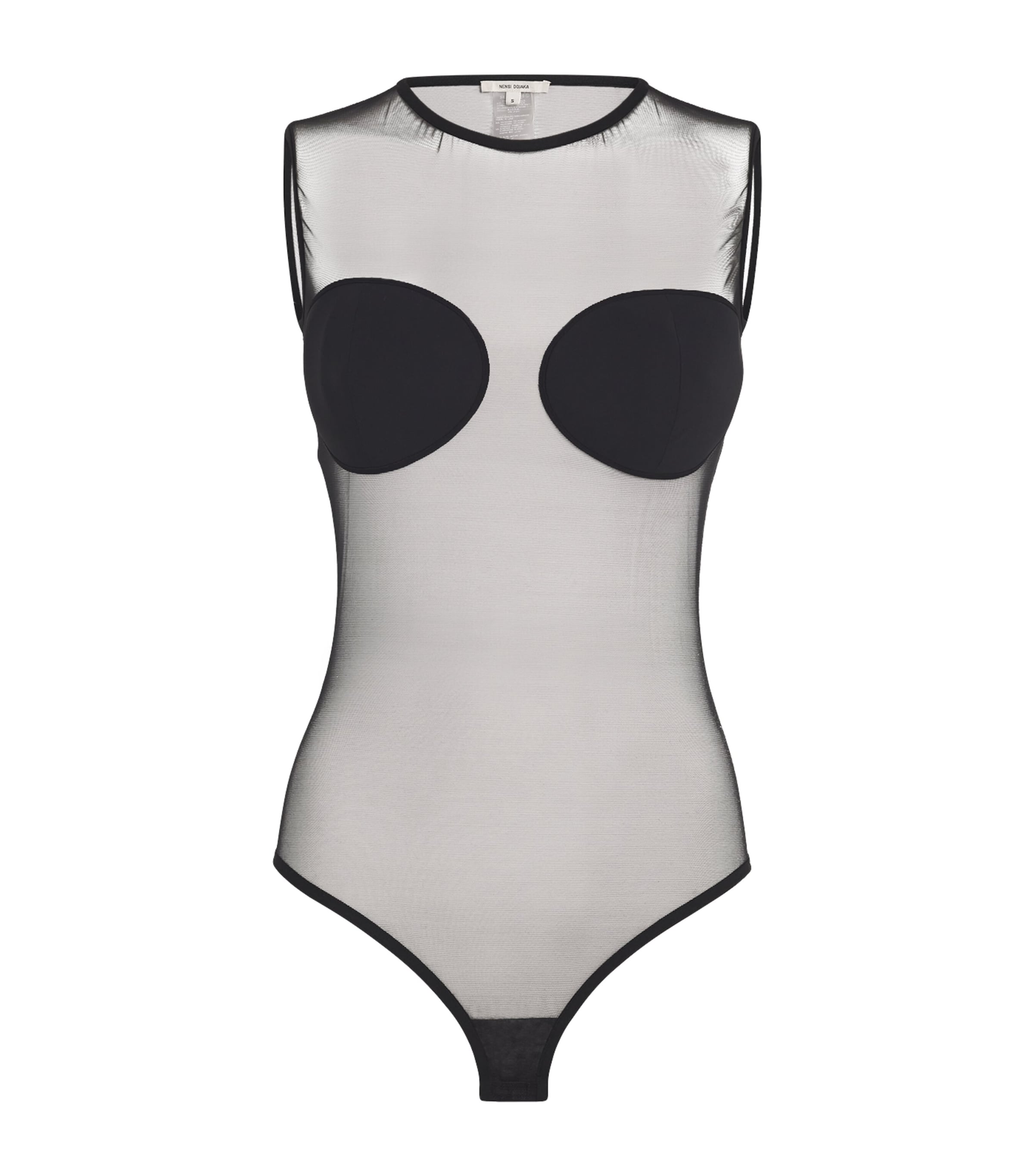 Nensi Dojaka Sheer Padded Bodysuit In Black