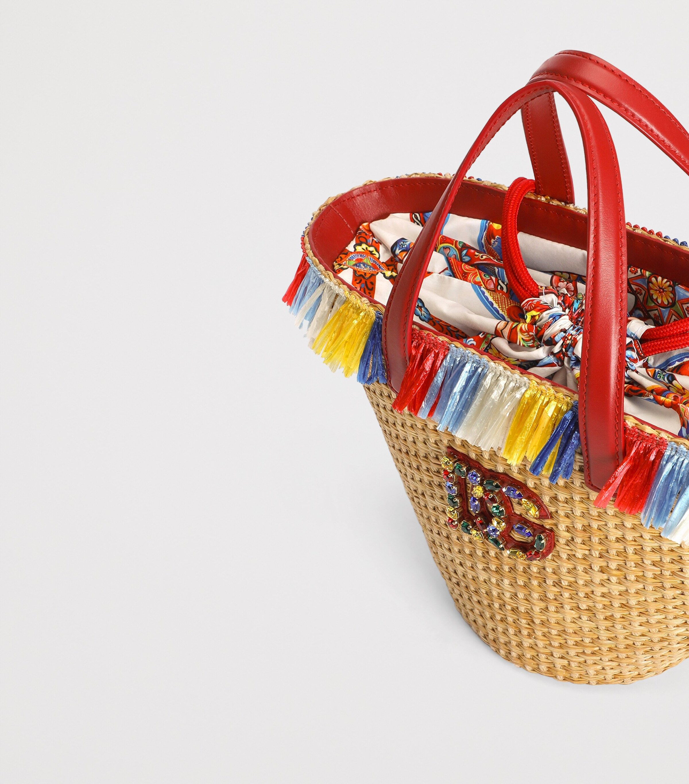 Dolce&Gabbana Kids Faux Rafifia Coffa Bag Carretto F.bco Image 5