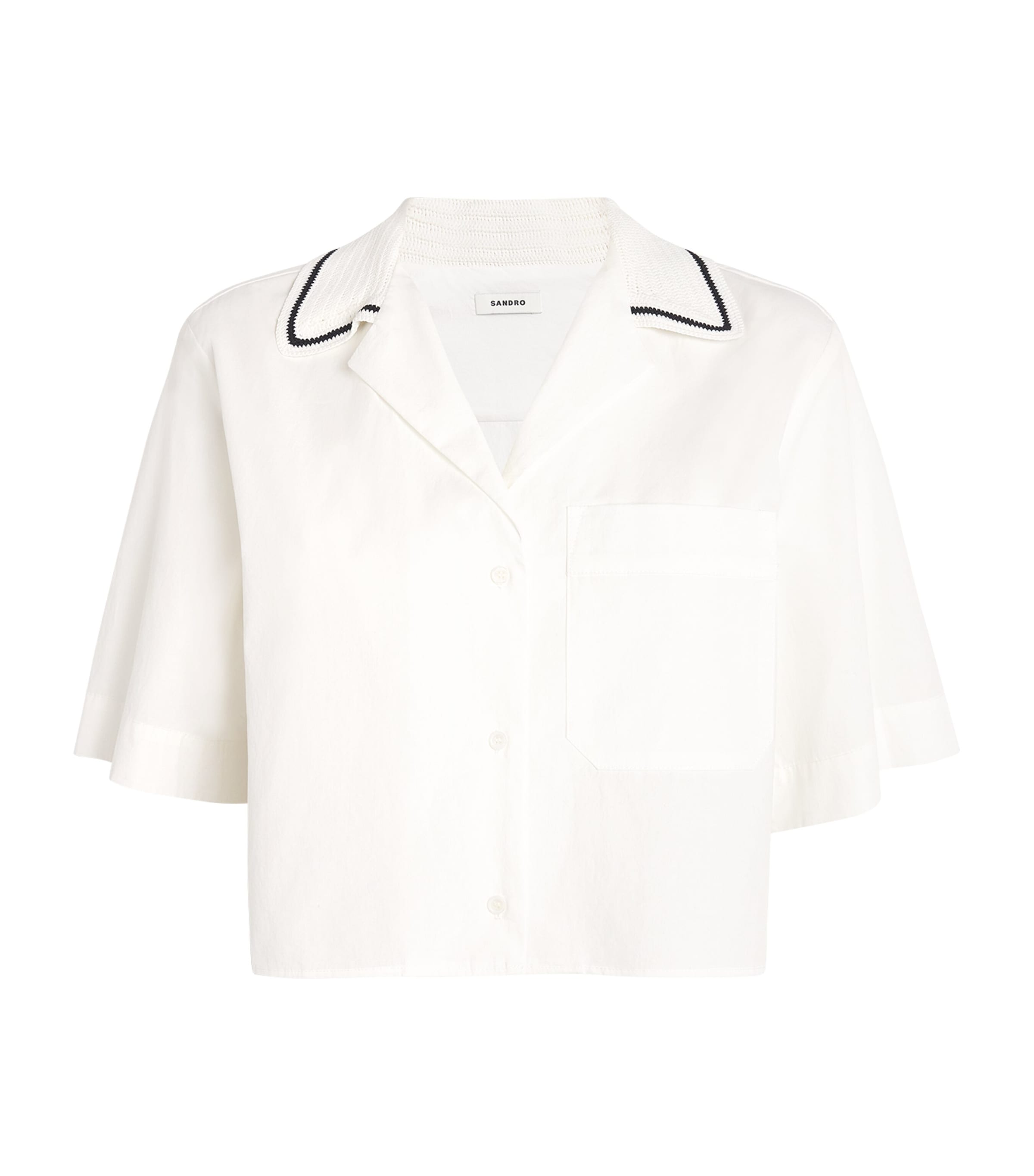Sandro Cotton Cropped Shirt In Beige