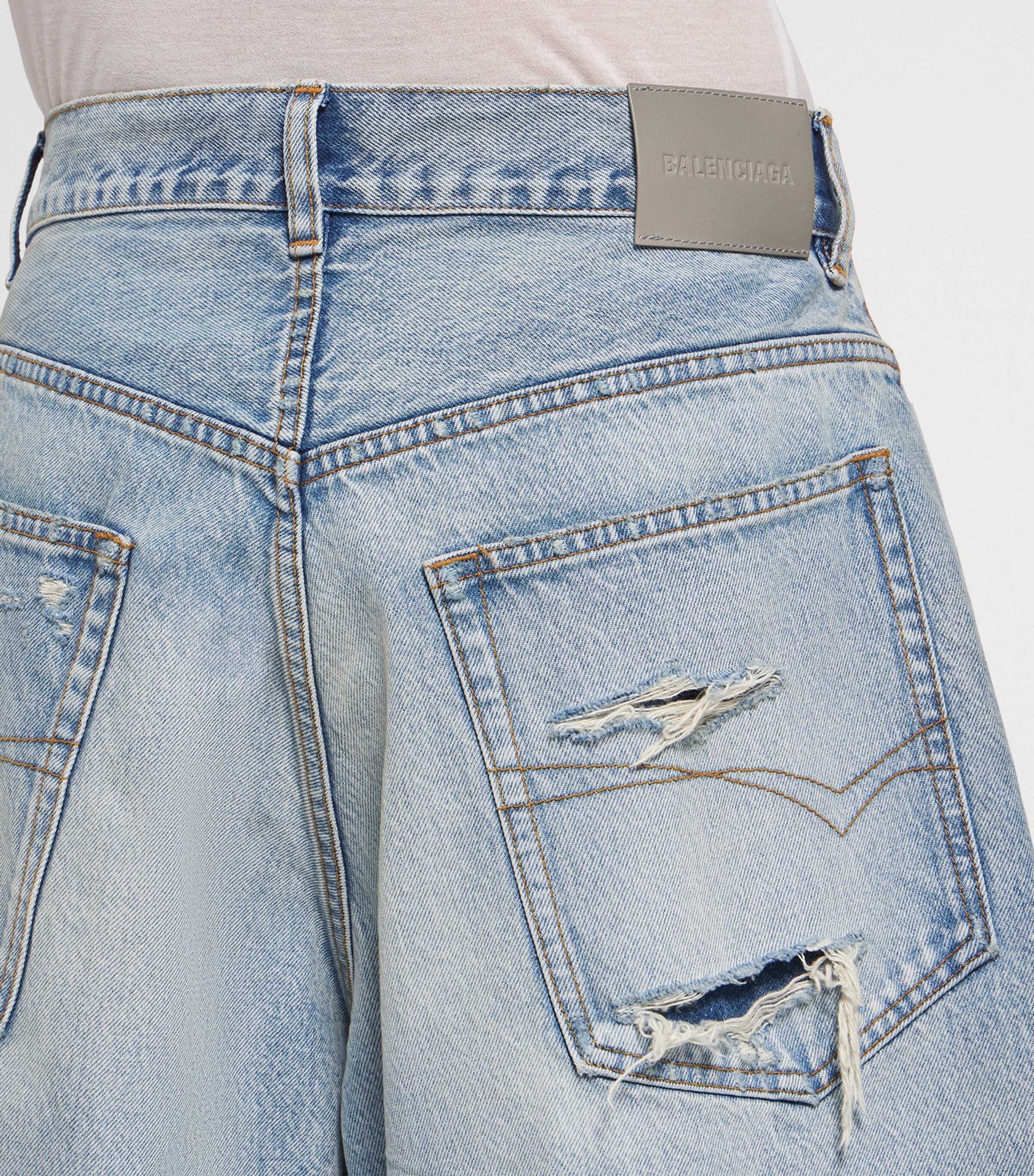 Balenciaga Mens Stay Press Denim Shorts Image 6