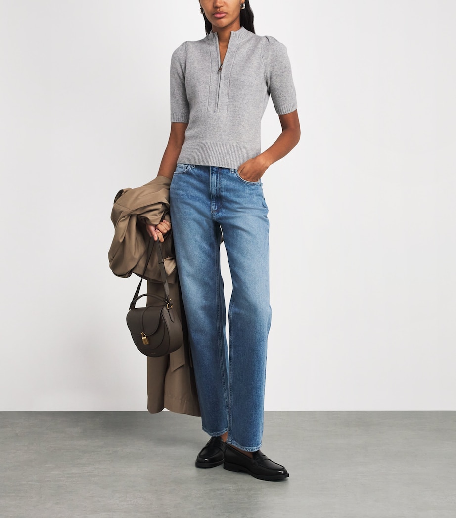 Cashmere Half-Zip Knitted T-Shirt SILVER GREY M LANGE Image 2