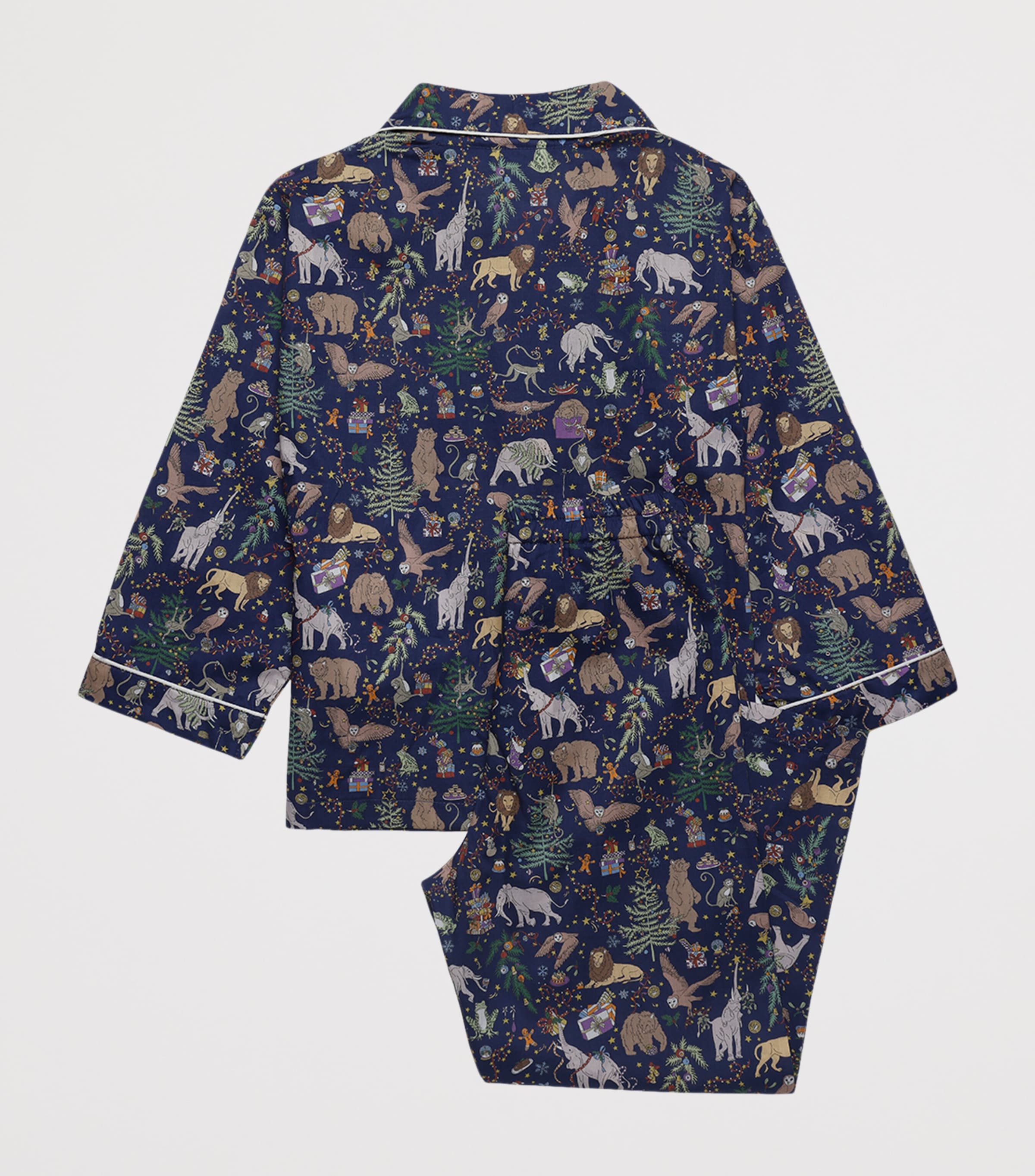 Cotton Festive Animals Pyjama Set (6-11 Years) NAVY FESTIVE ANIMALS Image 2