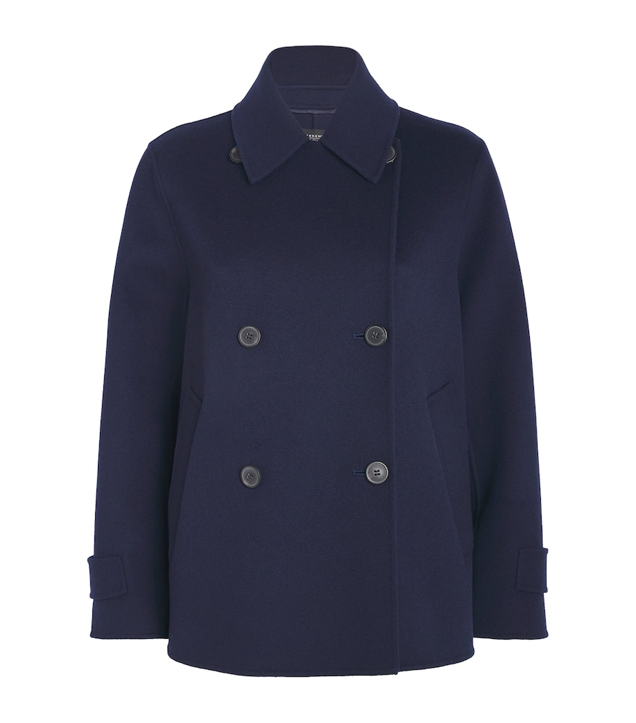 Virgin Wool-Blend Pea Coat NAVY Image 1