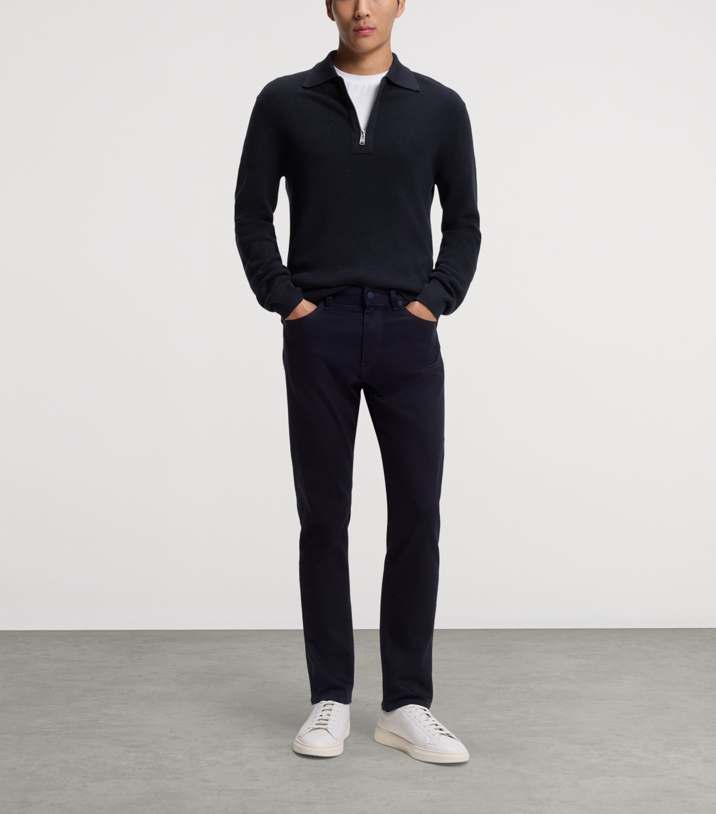 BOSS Mens Virgin Wool Zip-Up Polo Sweater Image 4