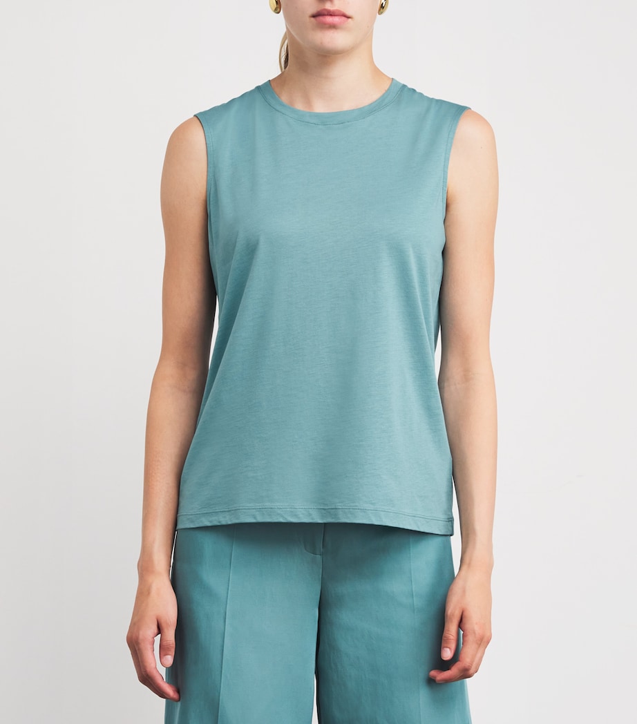 Cotton-Silk Jersey Tank Top LAGOON Image 3