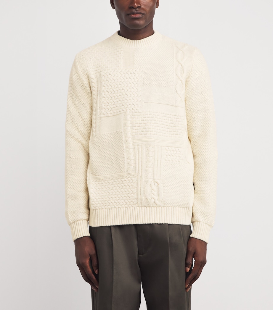 Wool-Cotton Cable-Knit Casey Sweater WHISPER WHITE Image 3