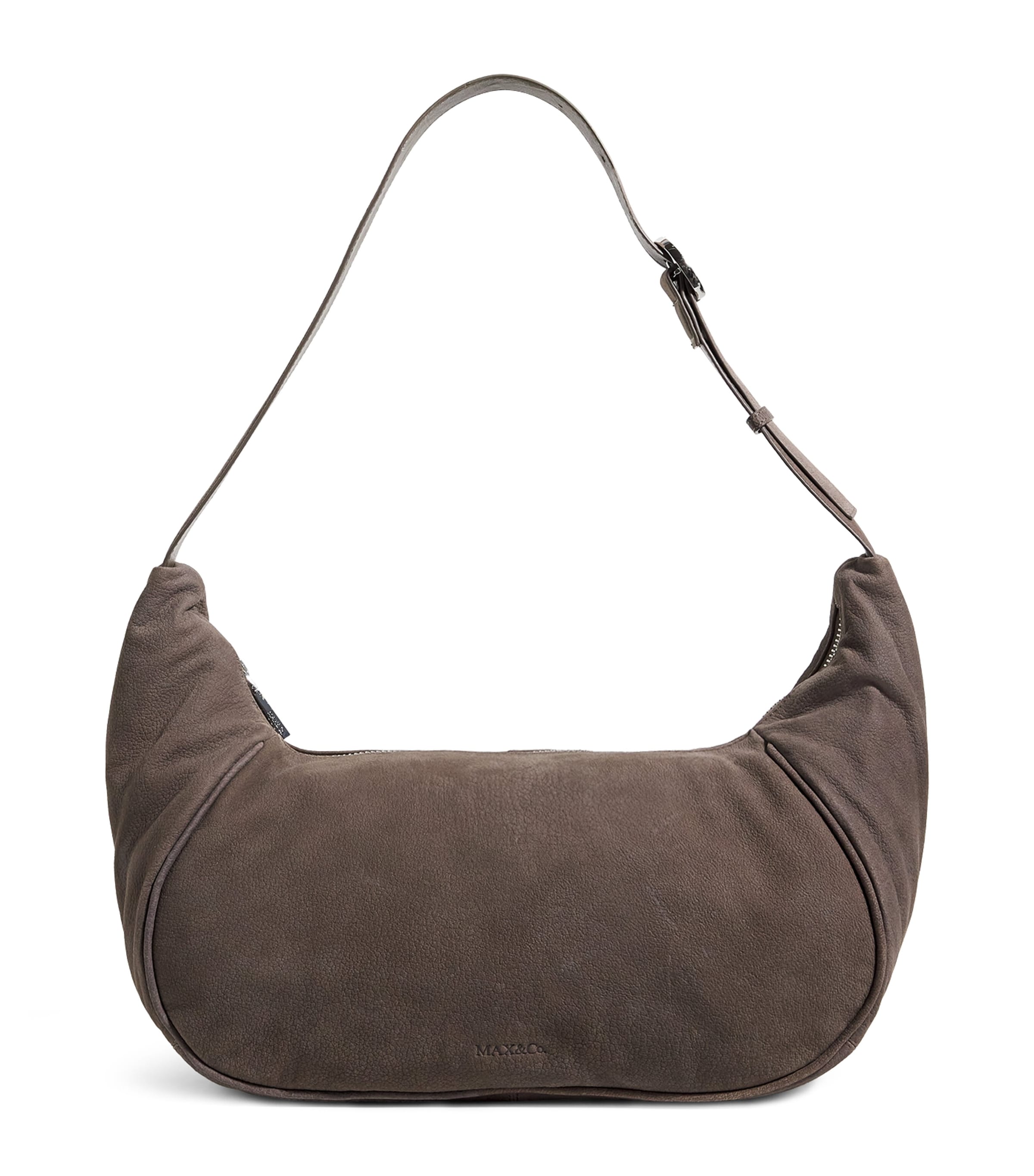 Max & Co Maxi Suede Abbraccio Shoulder Bag In Brown