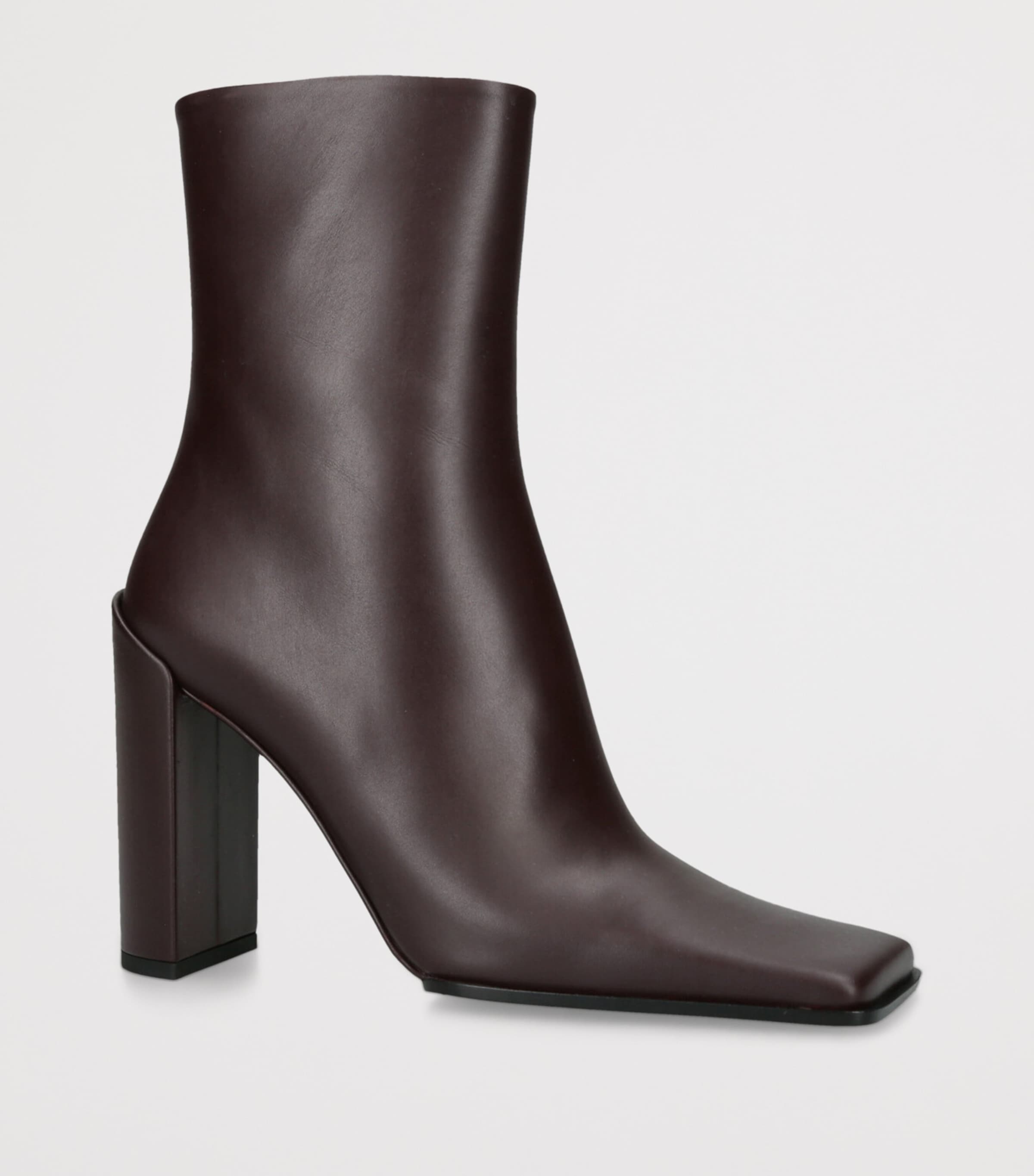 Leather Square-Toe Ankle Boots 90 DARK BROWN Image 3