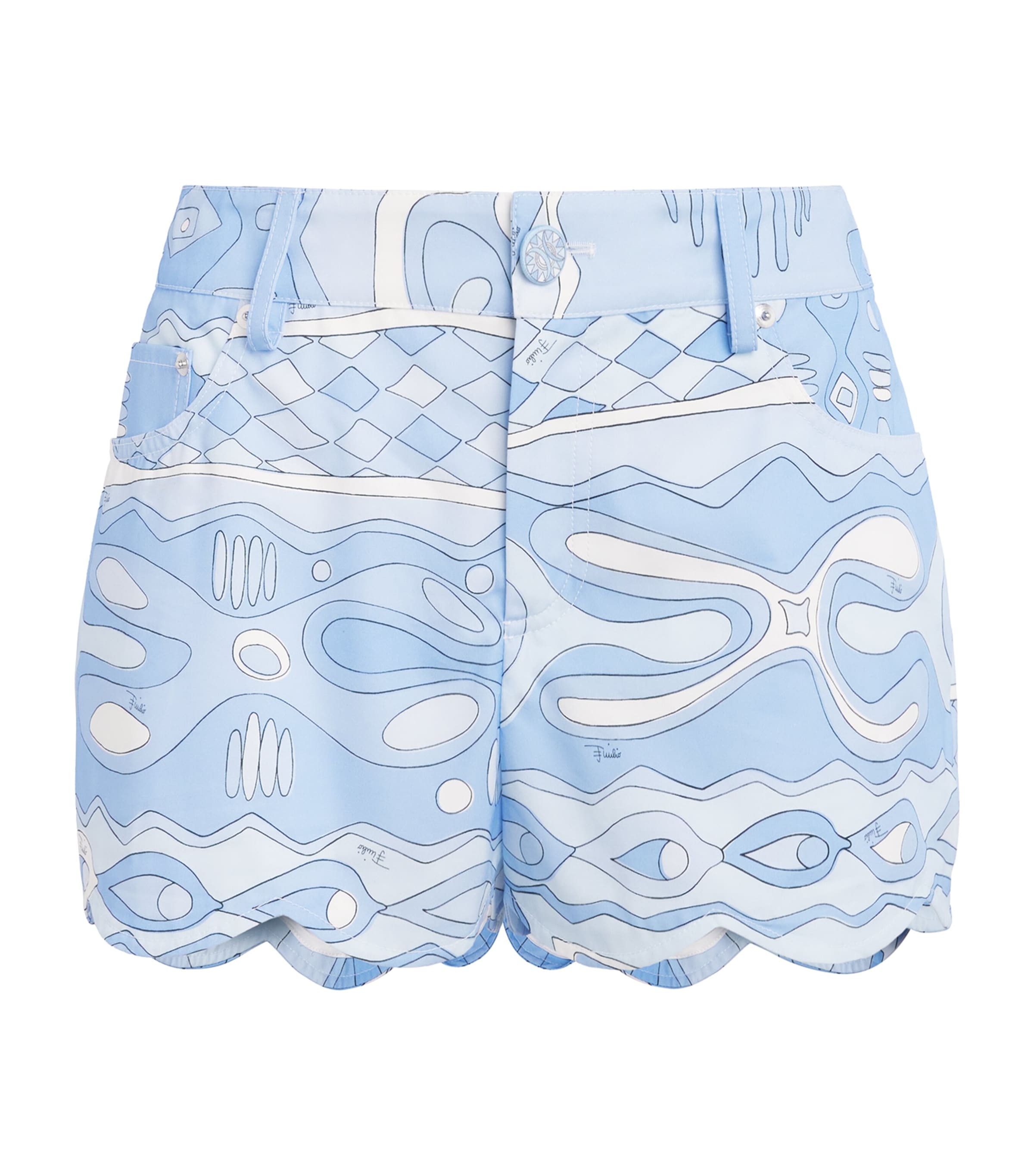 PUCCI Womens Cotton Scalloped Angoli Shorts Light Image 1