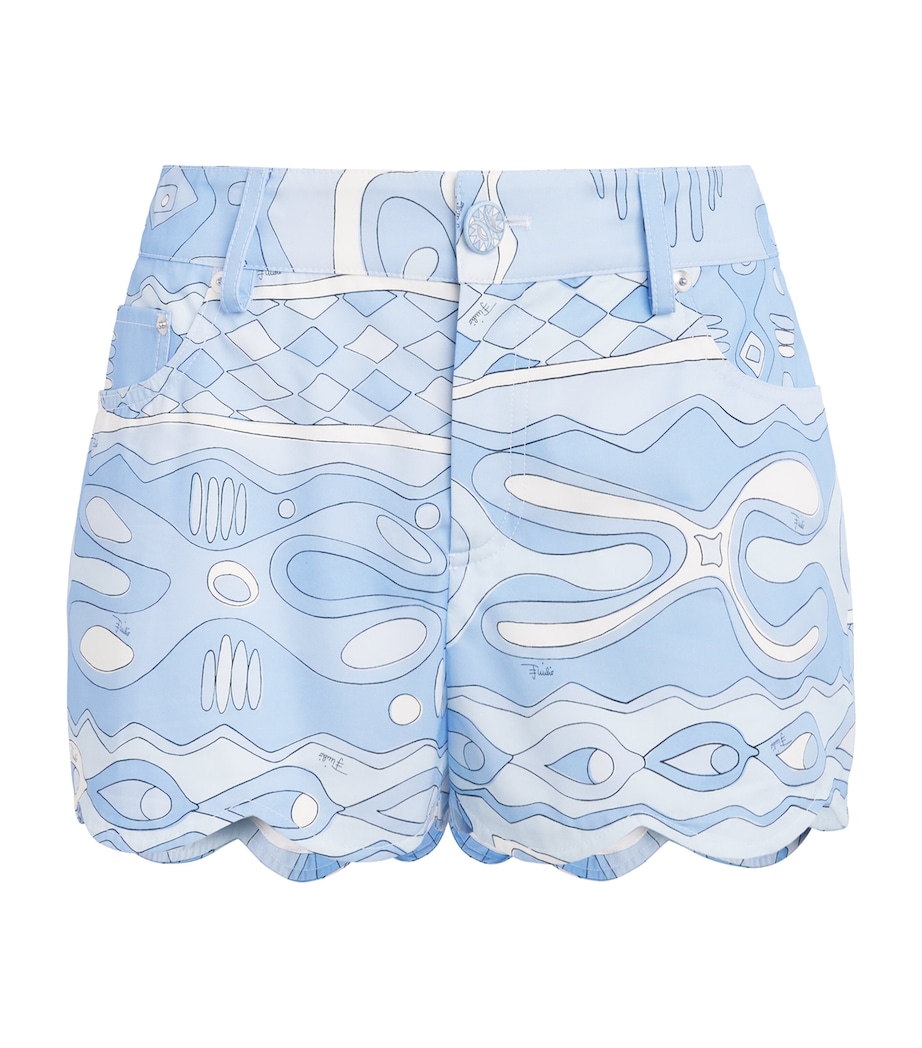PUCCI Womens Cotton Scalloped Angoli Shorts Light Image 1