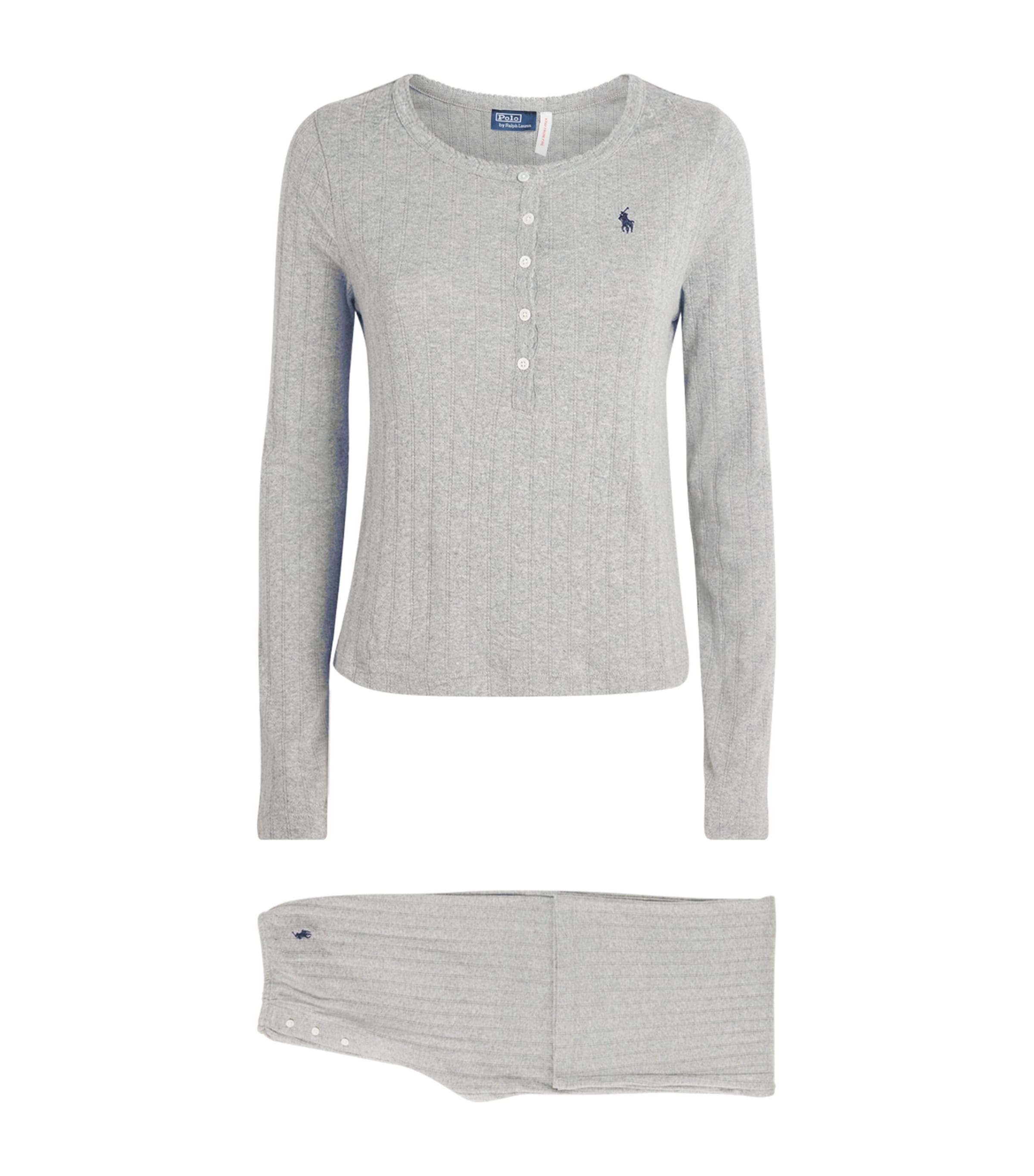 Polo Ralph Lauren Cotton Henley Pyjama Set In Gray