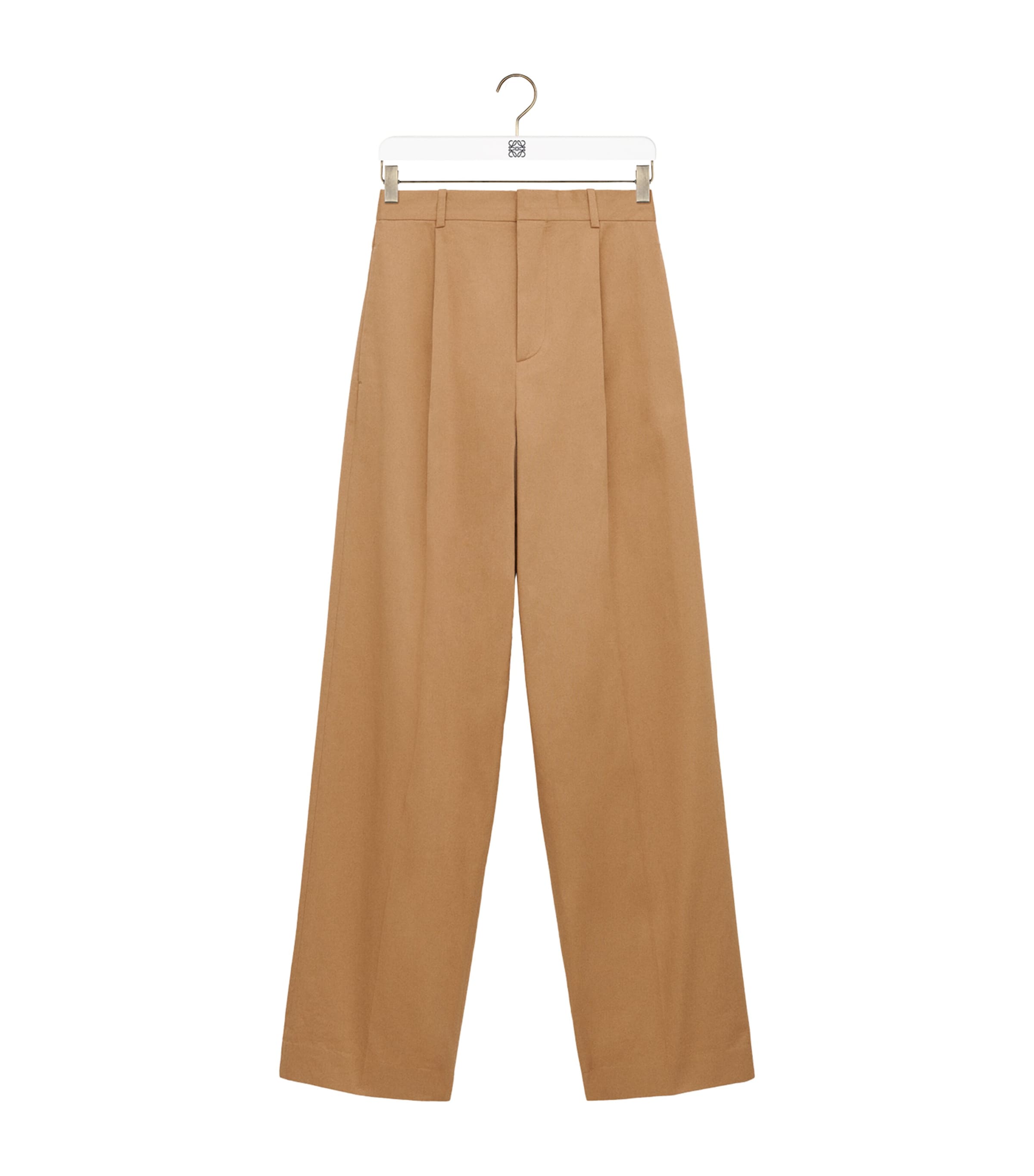 LOEWE Mens Cotton Wide-Leg Trousers Almond Image 1