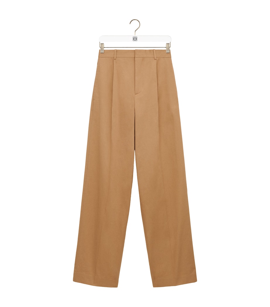 LOEWE Mens Cotton Wide-Leg Trousers Almond Image 1
