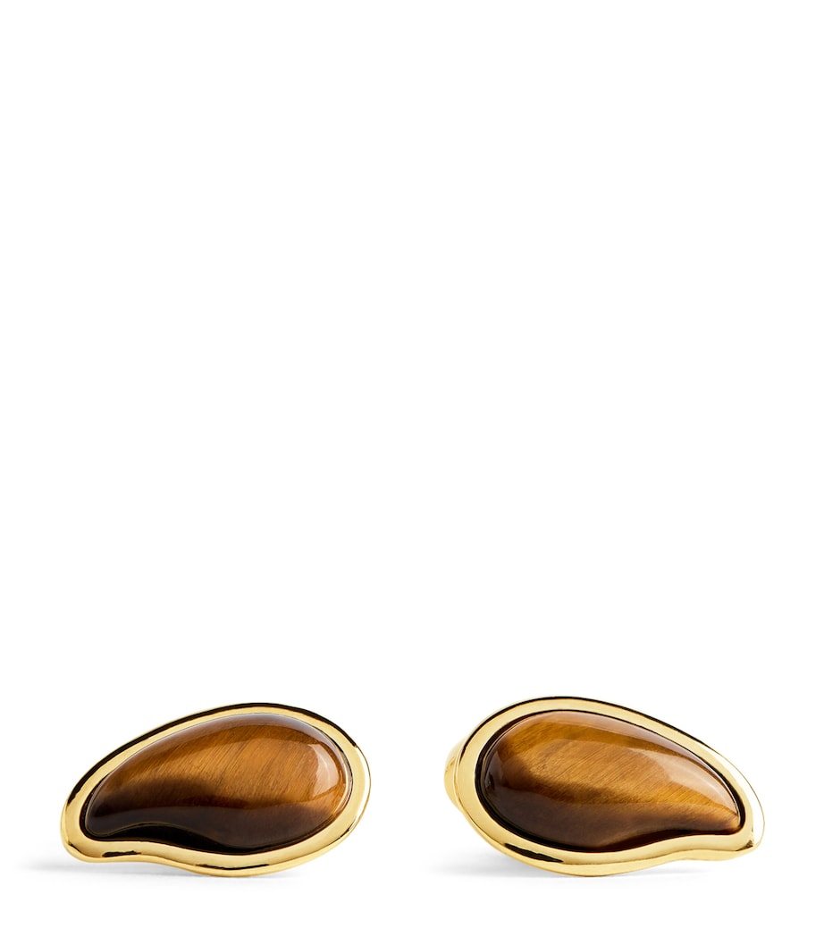 Gold-Plated Chakra Tiger's Eye Cufflinks TIGERS EYE Image 1
