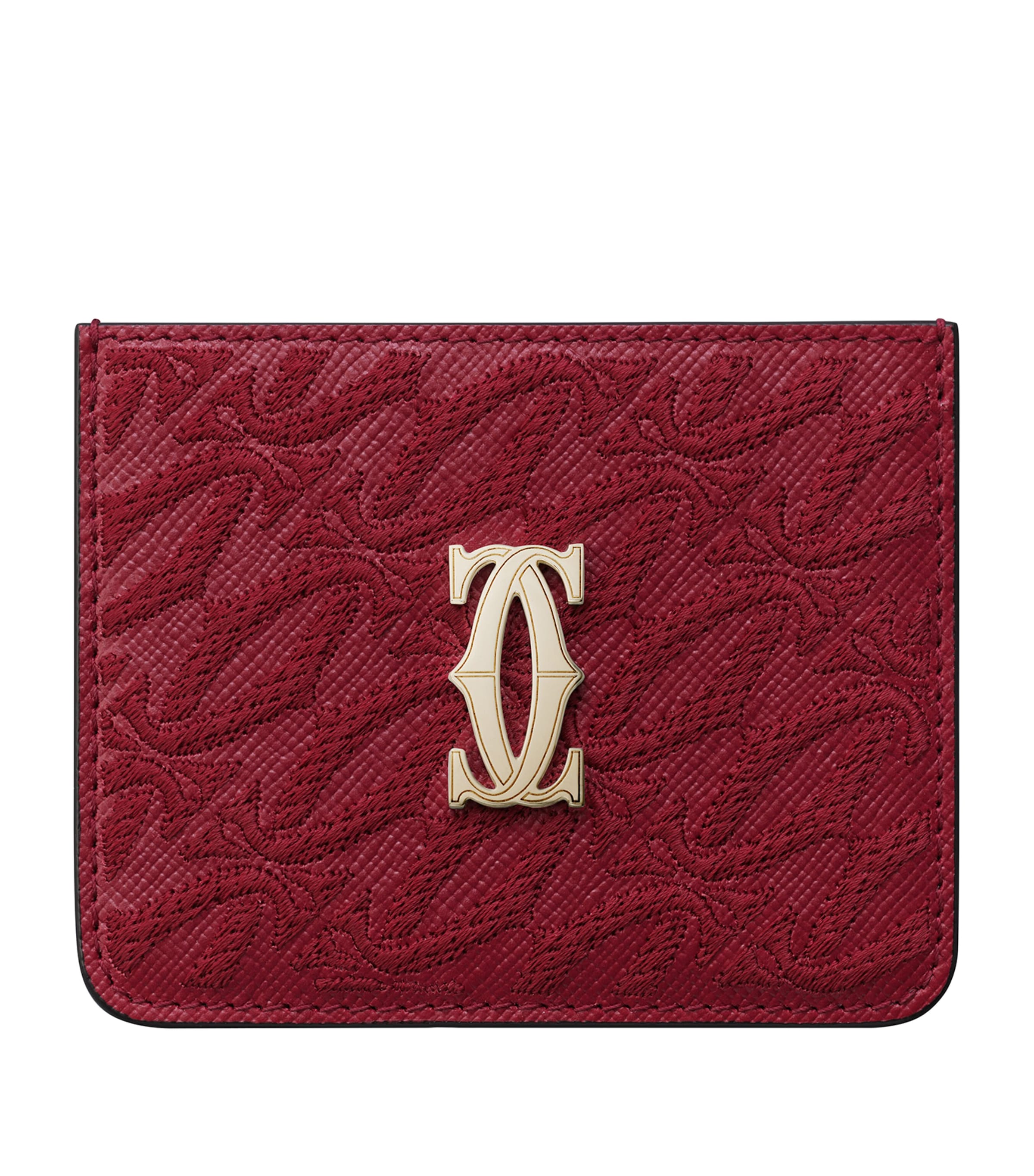 Leather C de Cartier Embroidered Card Holder RED Image 1
