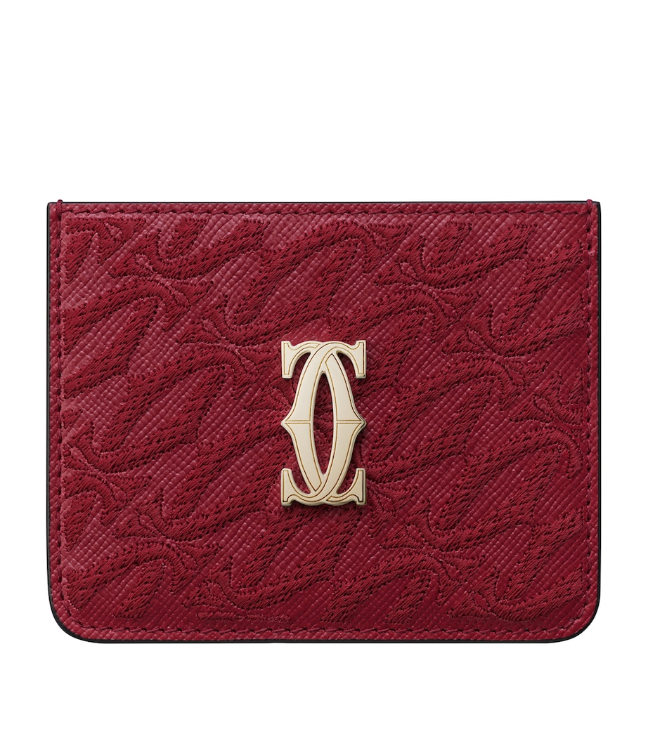 Leather C de Cartier Embroidered Card Holder RED Image 1
