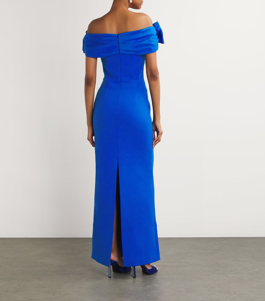 Rebecca Vallance Womens Off-The-Shoulder Antonella Gown Marine Blue Image 3