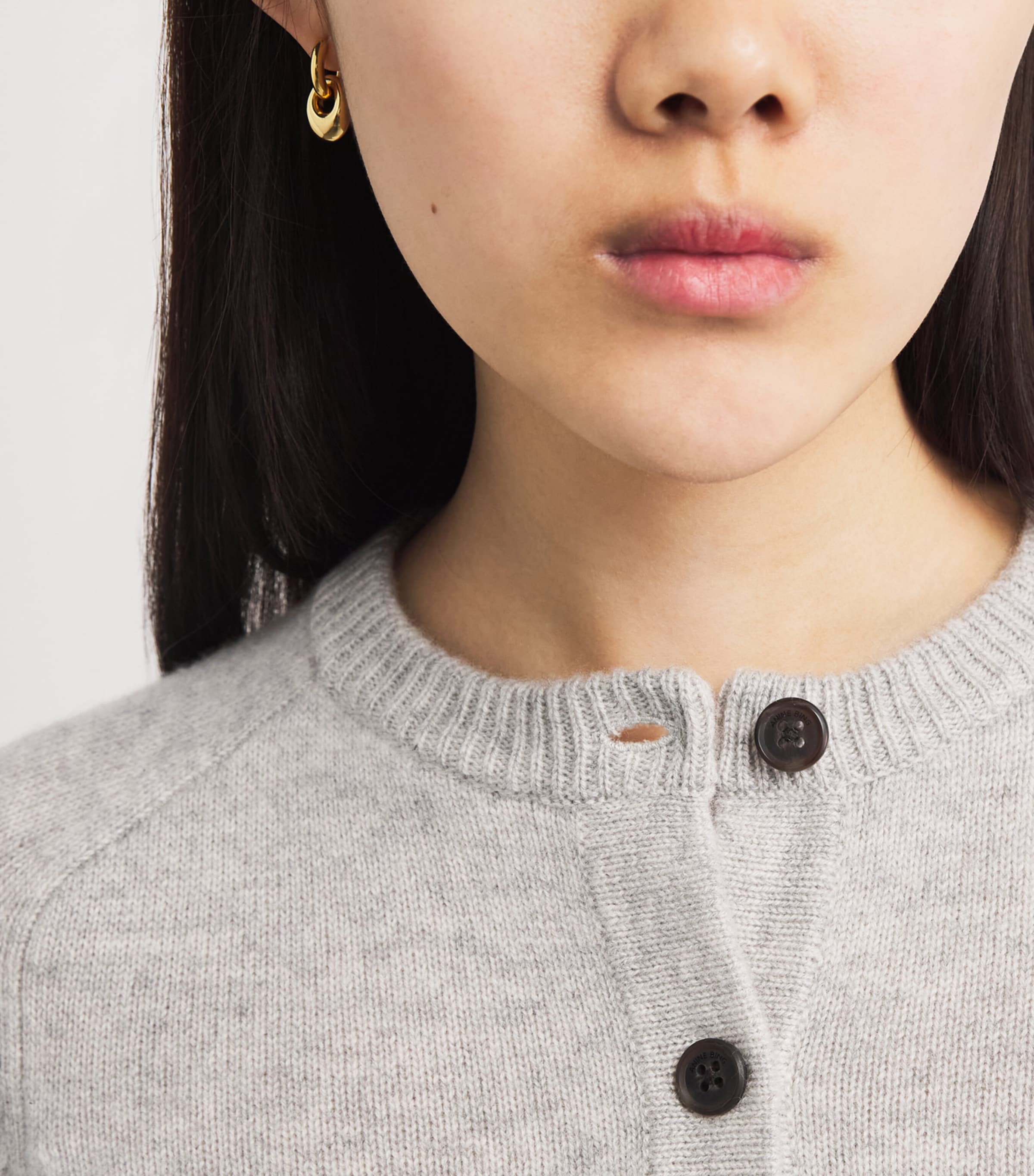 ANINE BING Womens Cashmere Joye Cardigan Grey Melange Image 3