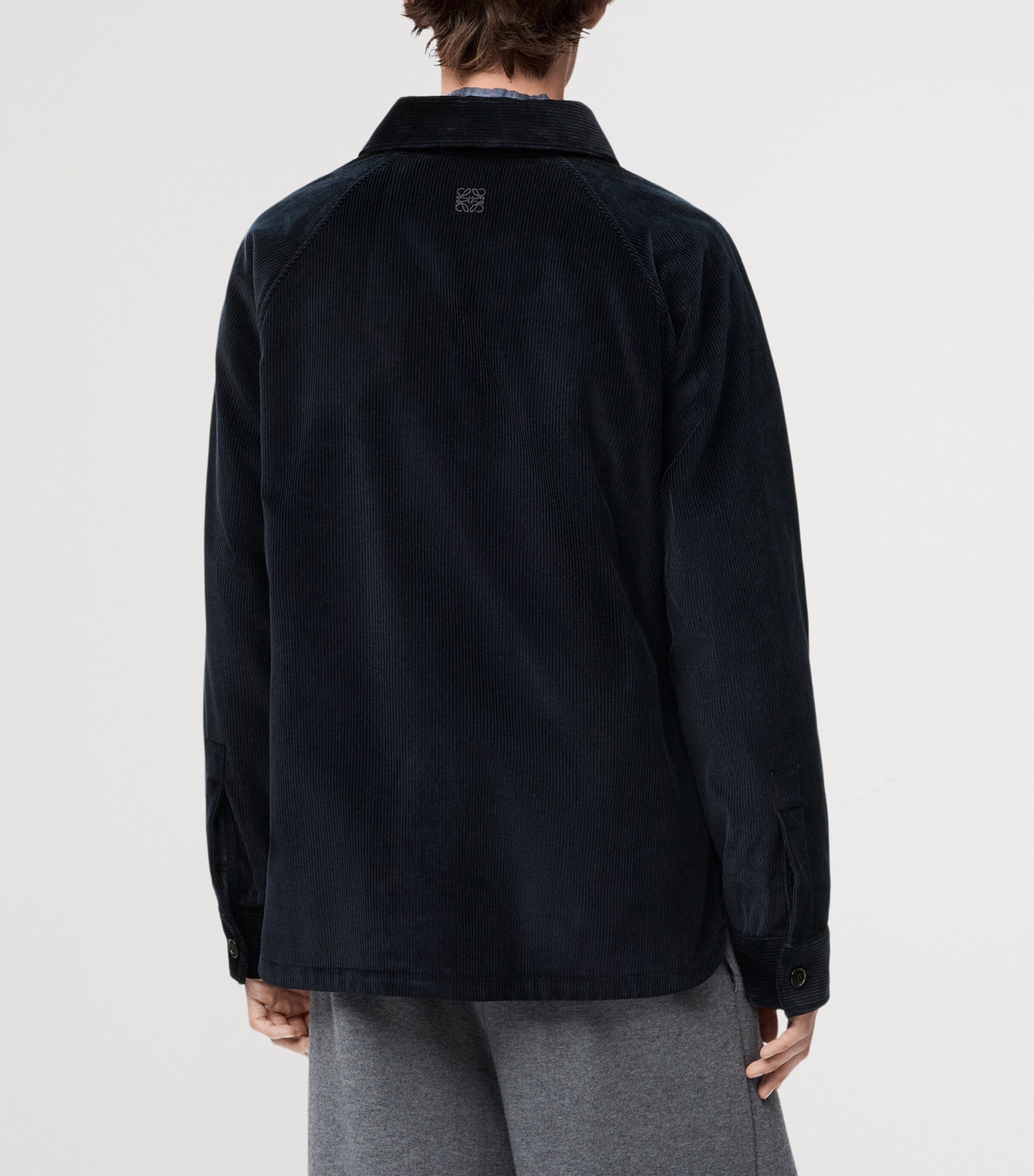 LOEWE Mens Wool and Cotton Corduroy Hybrid Overshirt Dark Navy Blue/navy Image 4