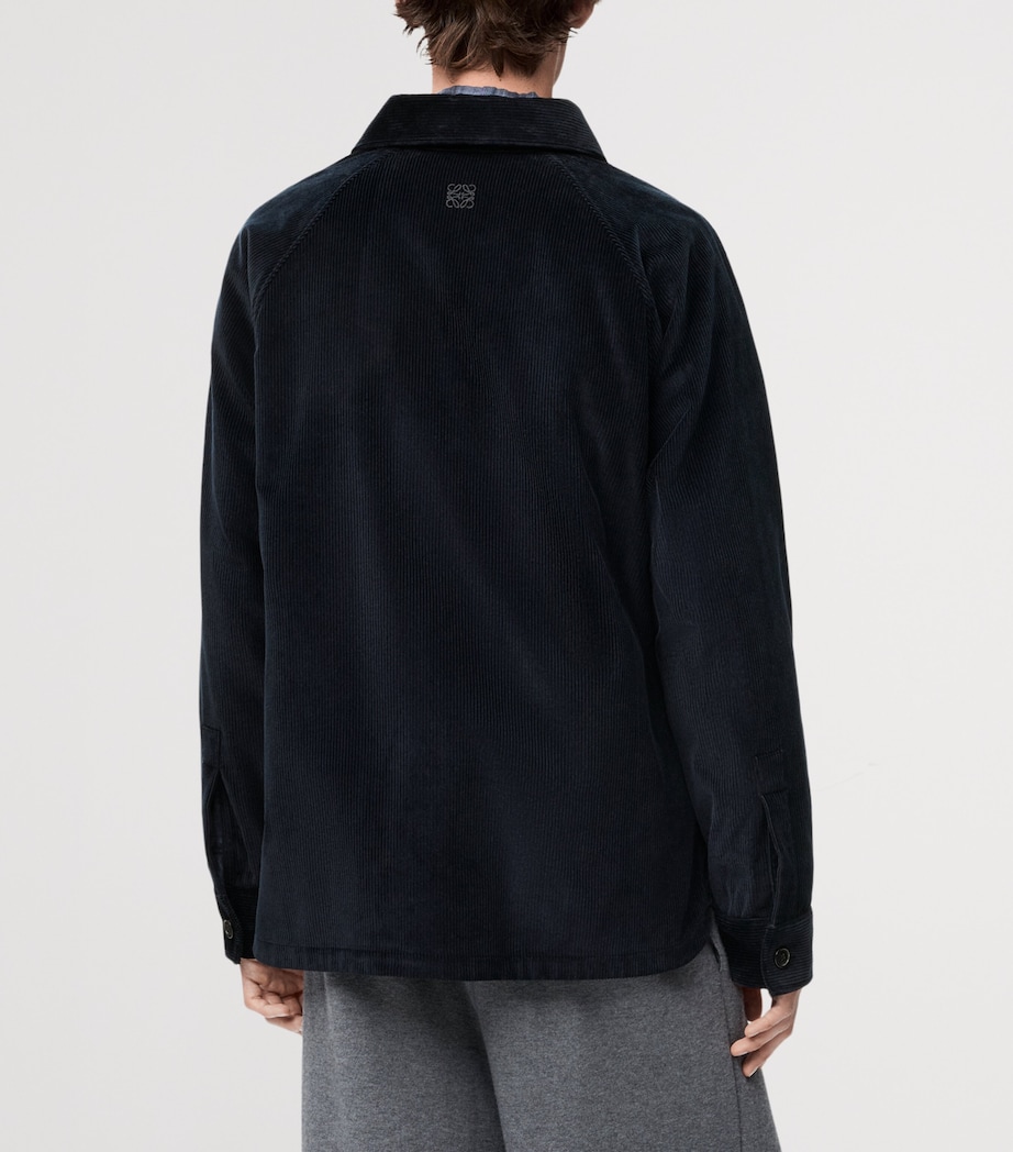 LOEWE Mens Wool and Cotton Corduroy Hybrid Overshirt Dark Navy Blue/navy Image 4