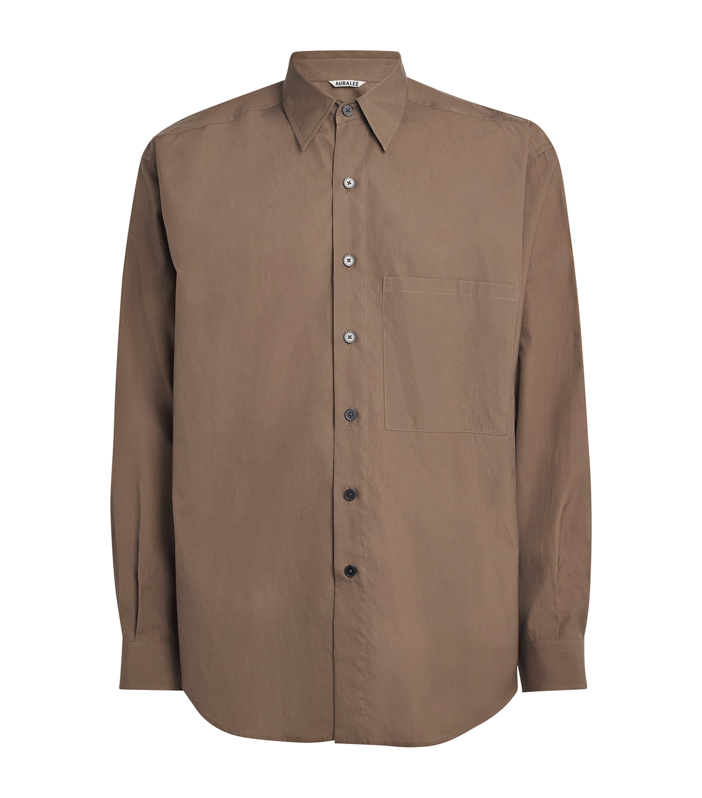 Auralee Washed Finx Cotton Shirt In Brown