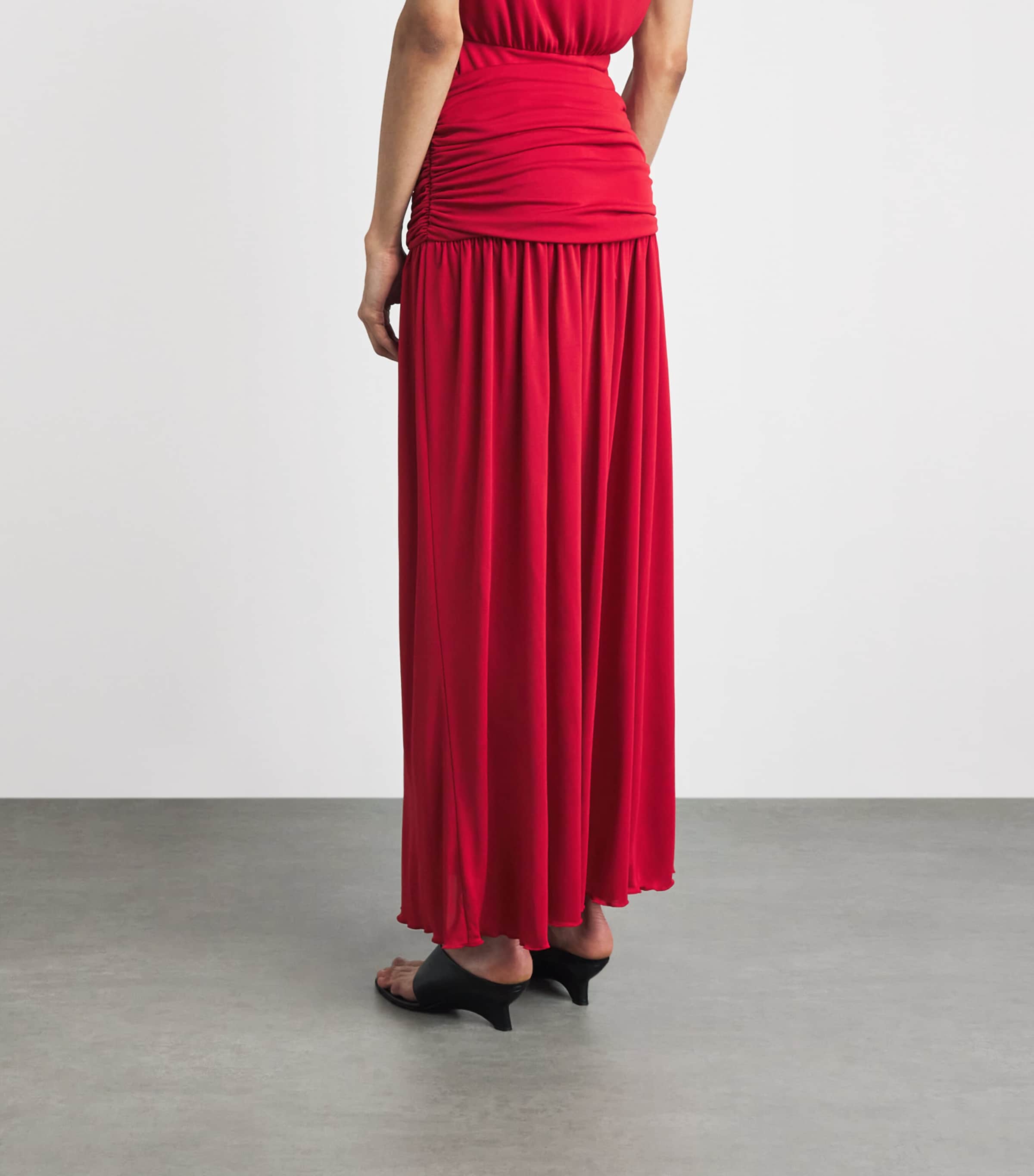 RETORI Womens Draped Maxi Skirt Red Image 5