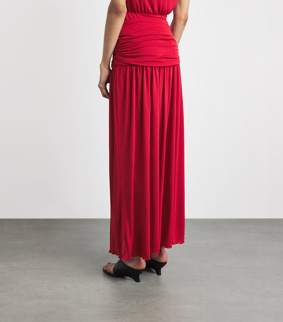 RETORI Womens Draped Maxi Skirt Red Image 5