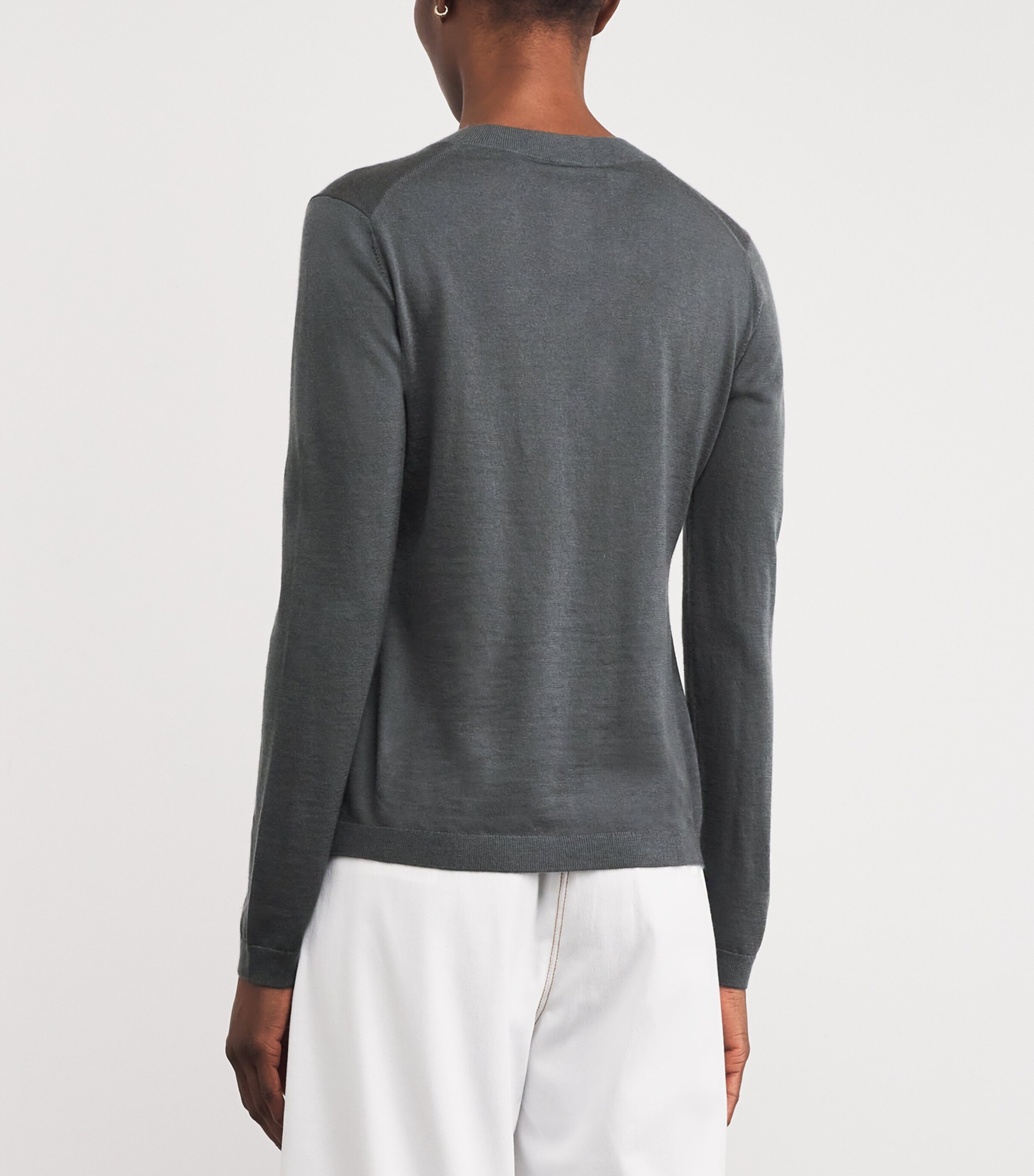Wool-Cashmere V-Neck Sweater 005 DARK GREY Image 4