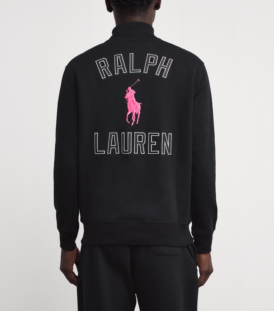 Cotton Quarter-Zip Sweatshirt POLO BLACK Image 4