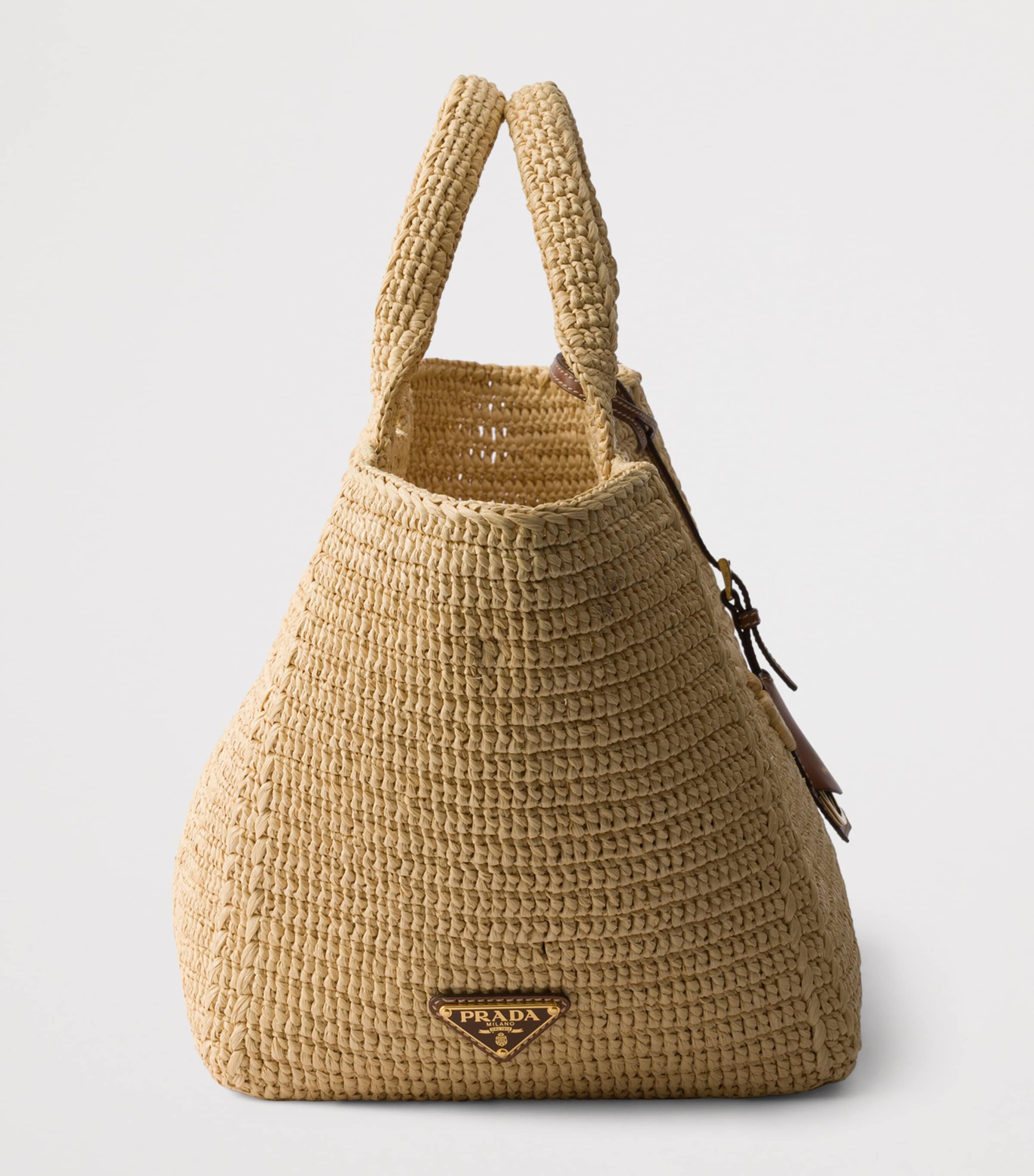 Prada Large Crochet Tote Bag Neutral Image 7