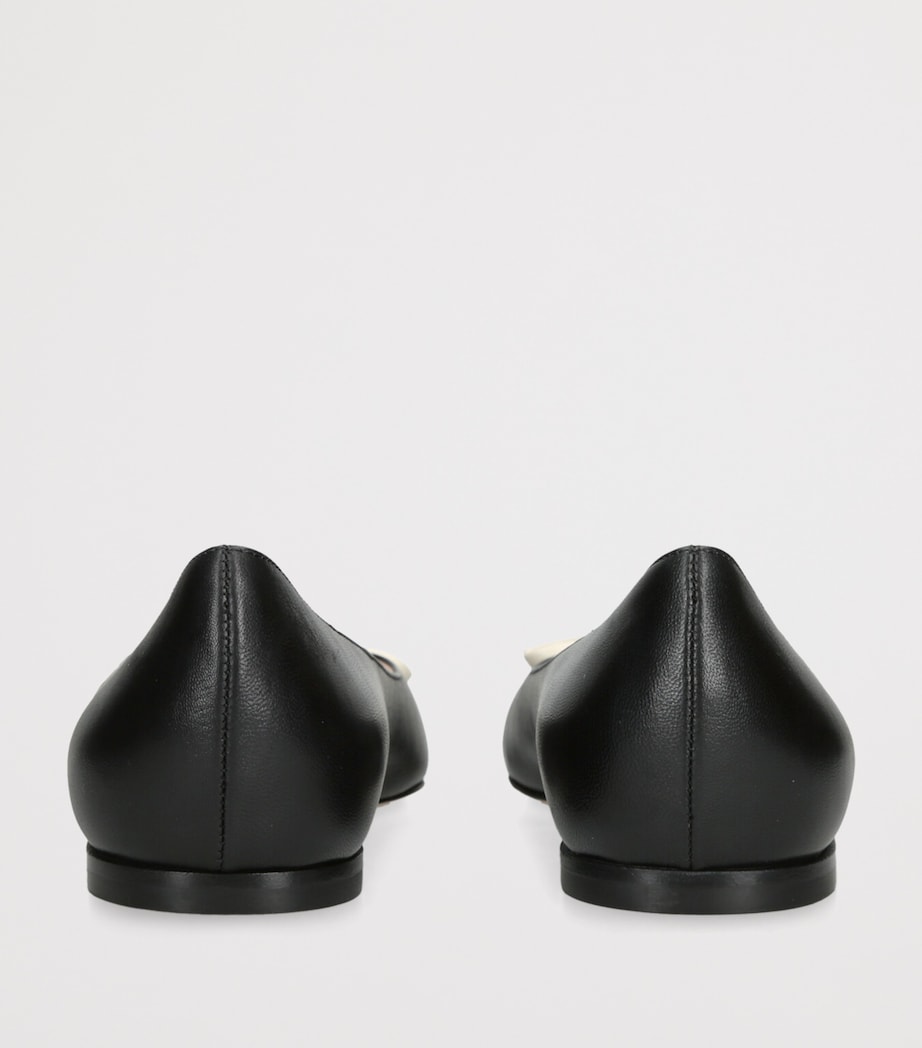 Leather Benpointy Ballet Flats BLK/WHITE Image 2