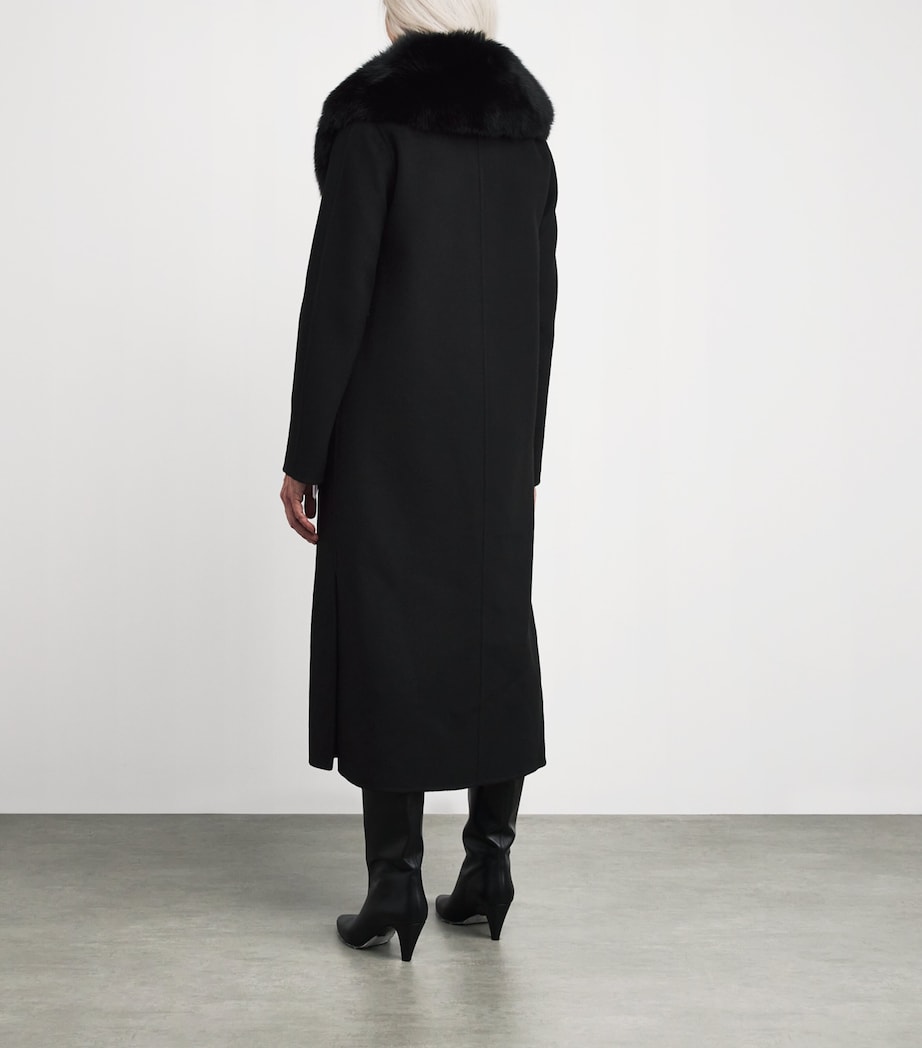 Wool-Cashmere Fur-Trim Coat C99 Image 3