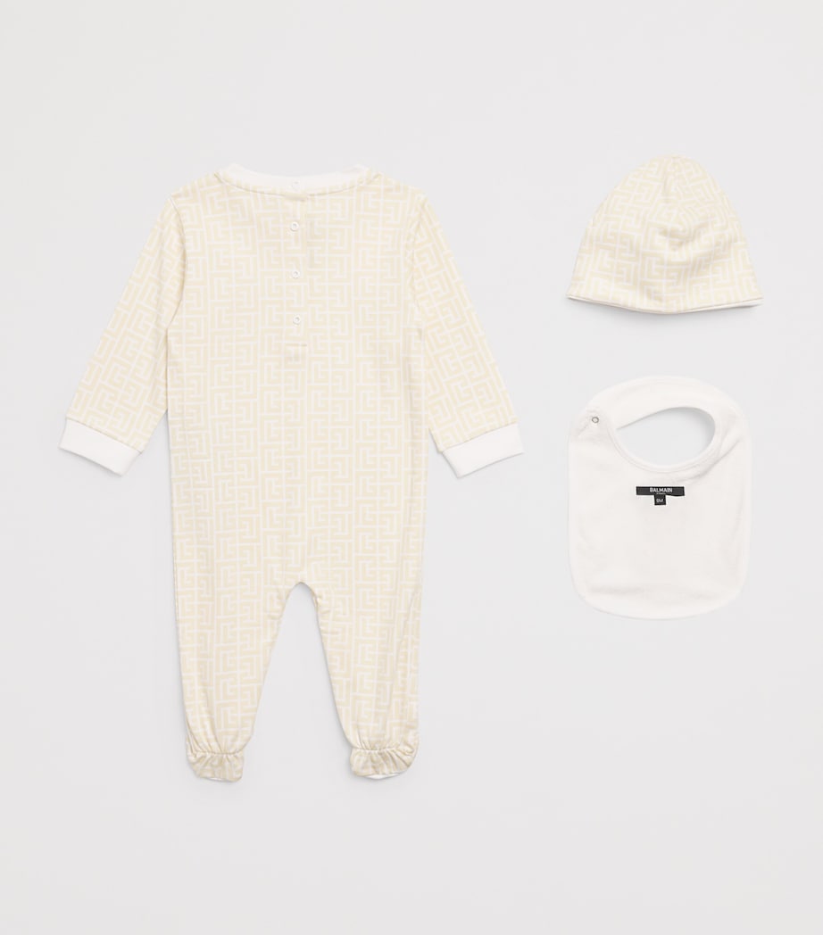 All-In-One, Bib and Hat Set (3-9 Months) 109BCBEIGE/BIANCO Image 2