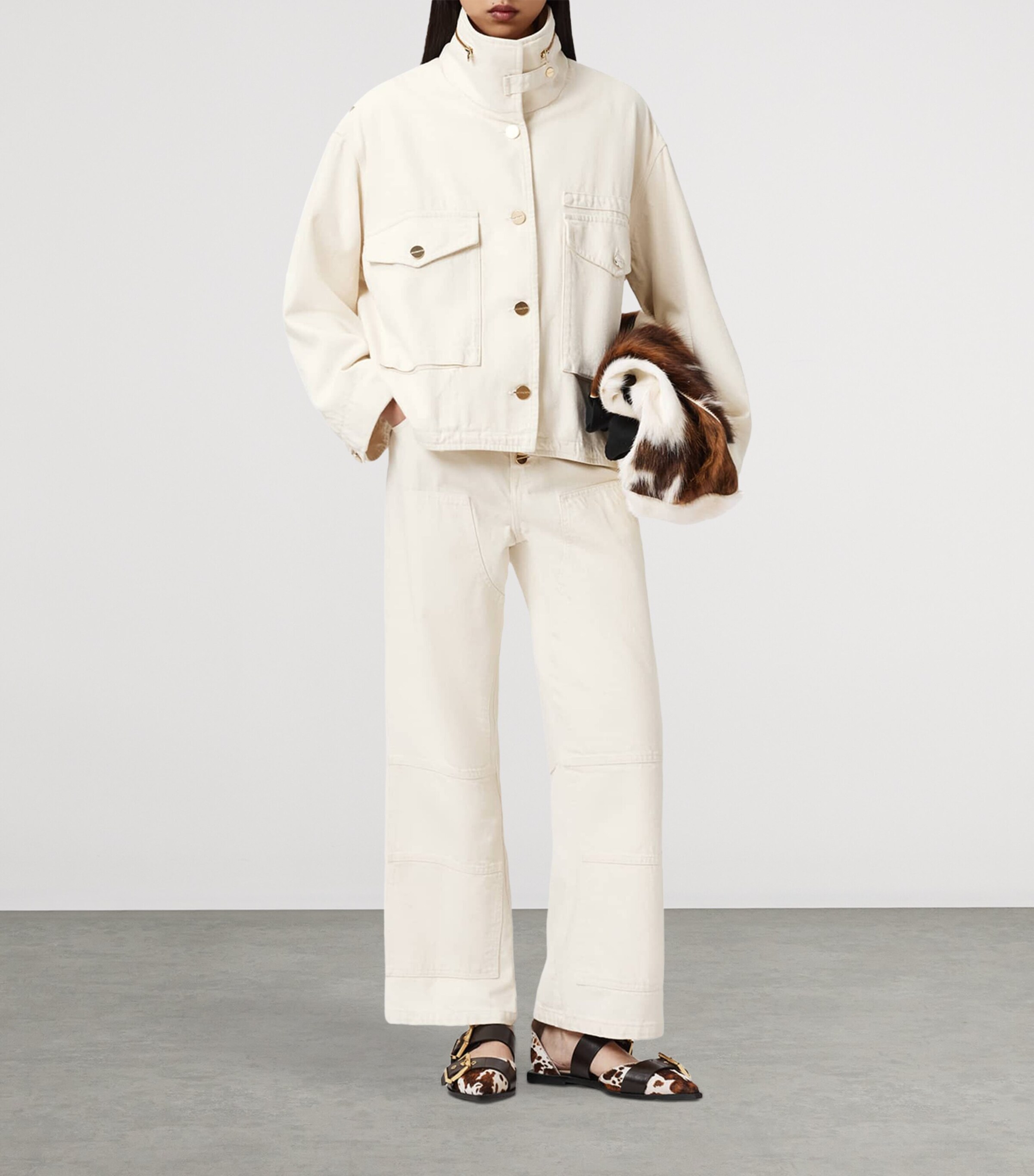 AllSaints Womens Denim Clay Jacket Ecru White Image 3