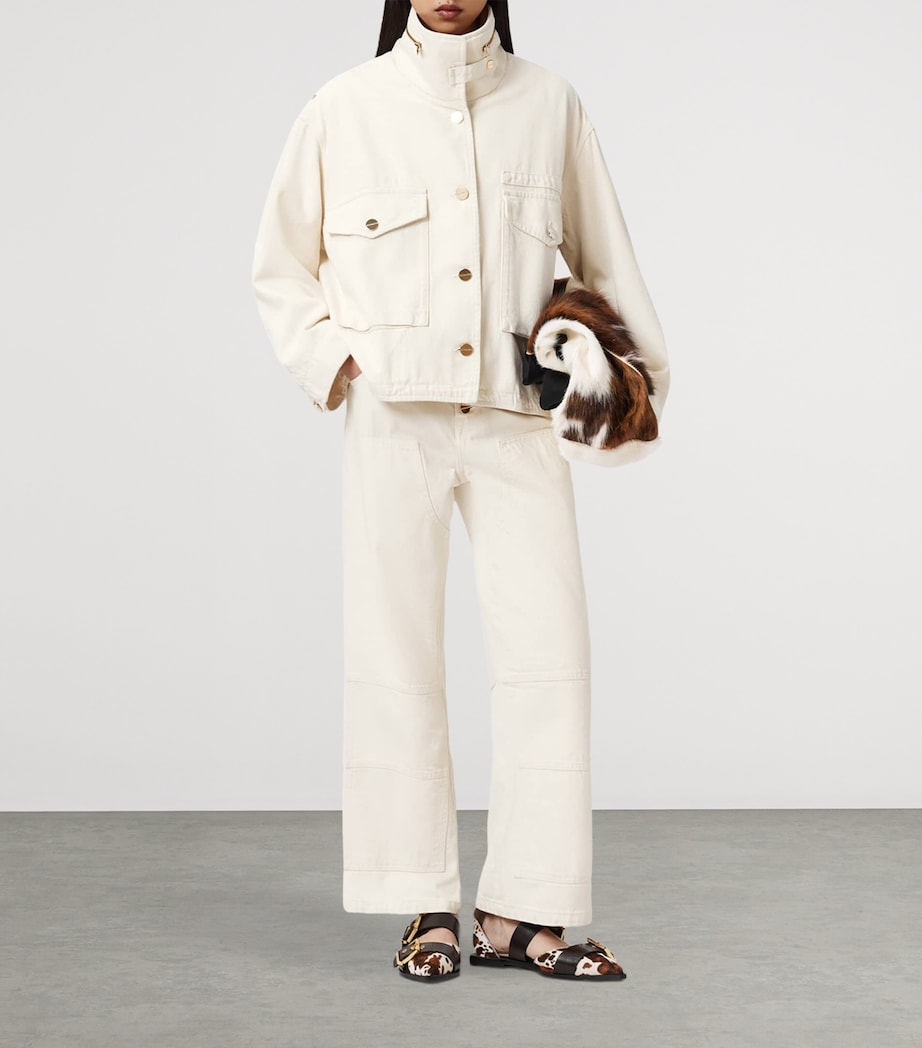 AllSaints Womens Denim Clay Jacket Ecru White Image 3