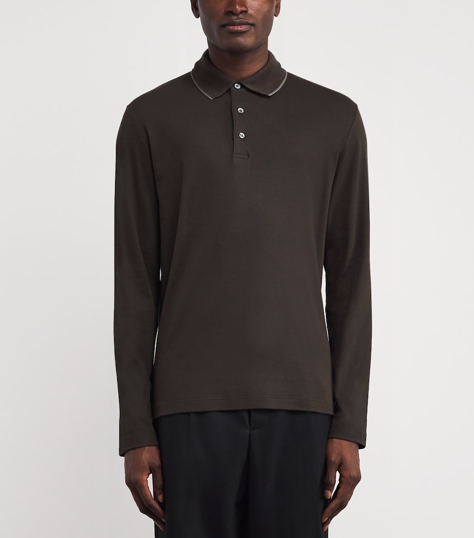 Cotton-Cashmere Long-Sleeve Polo Shirt 510 Image 3
