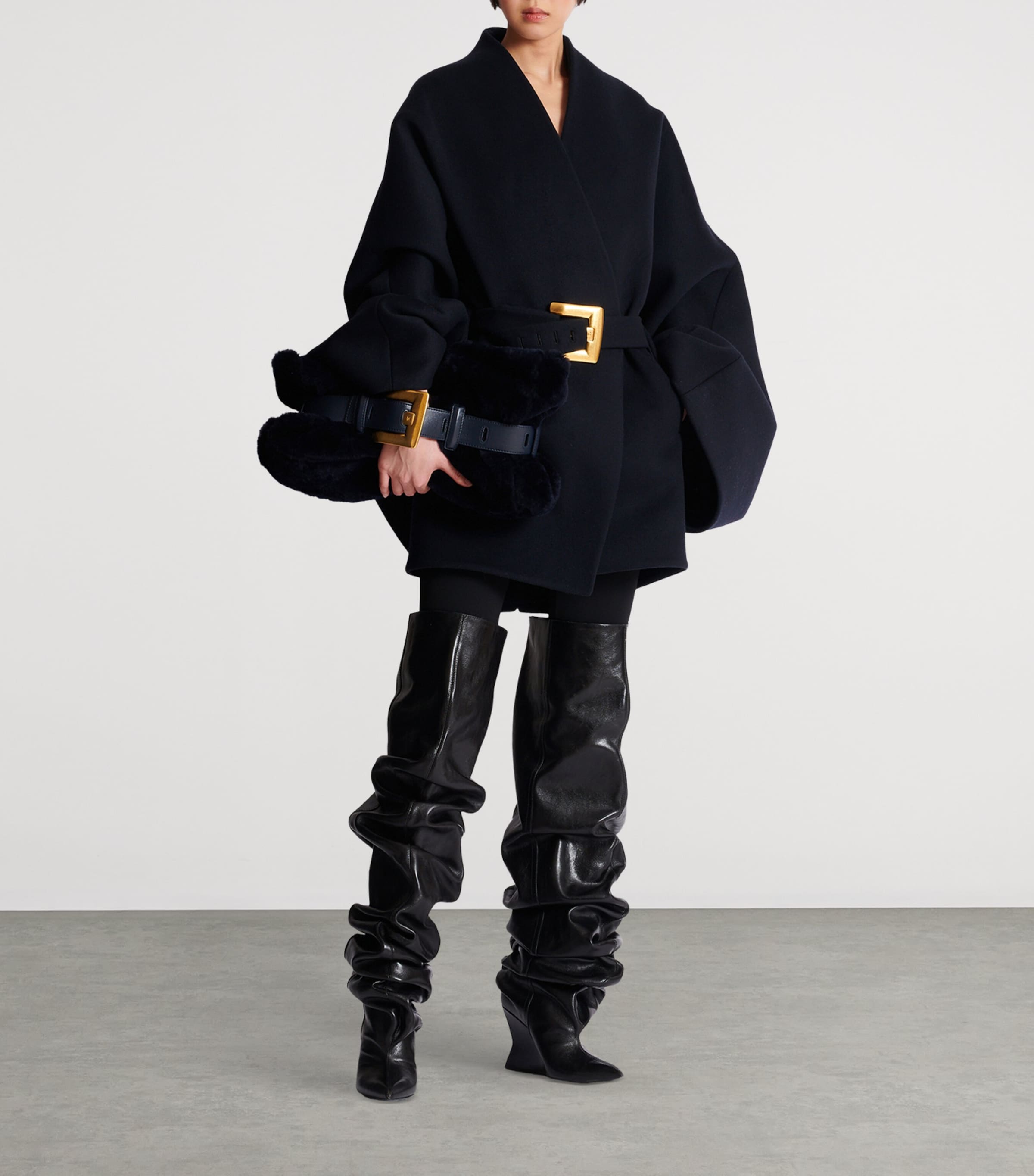 Wool-Blend Oversized Wrap Coat 6UC MARINE Image 2
