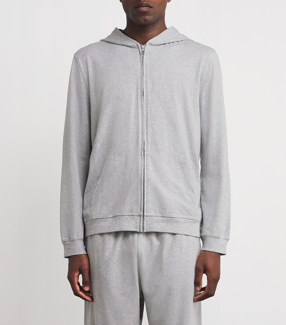 Cotton-Blend Lounge Zip-Up Hoodie HEATHER GREY Image 3