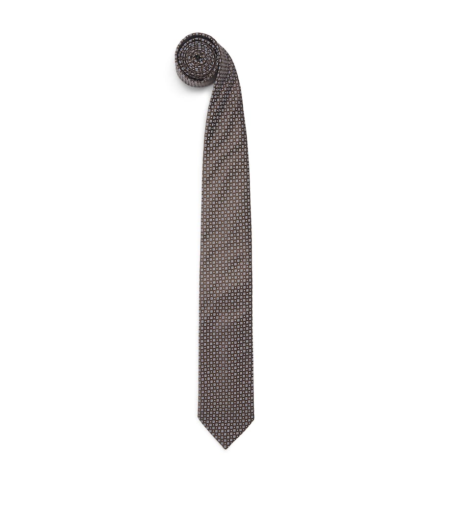 Eton Silk Geometric Tie Brown Image 1