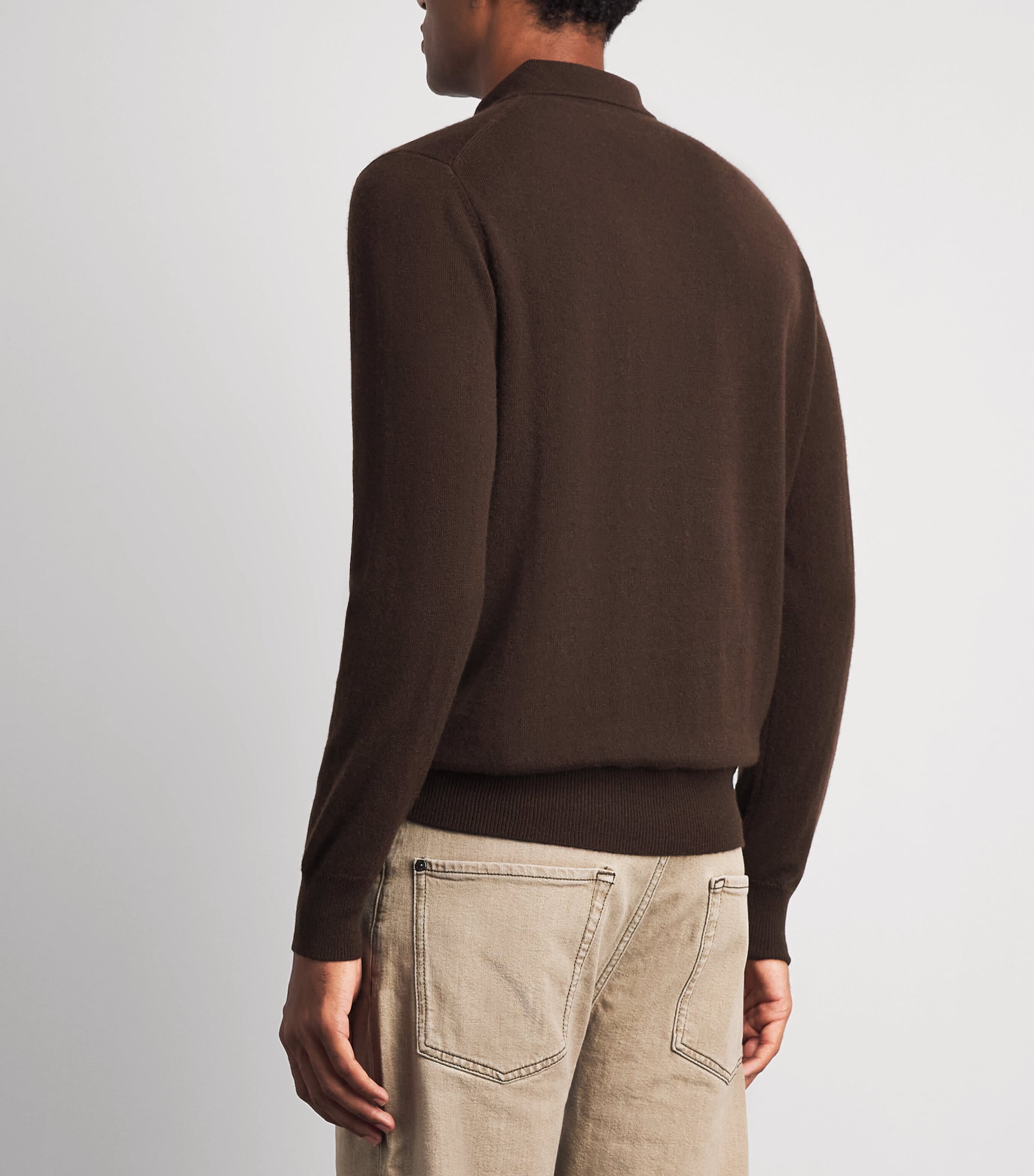 Allude Mens Virgin Wool Open-Collar Polo Sweater Image 5