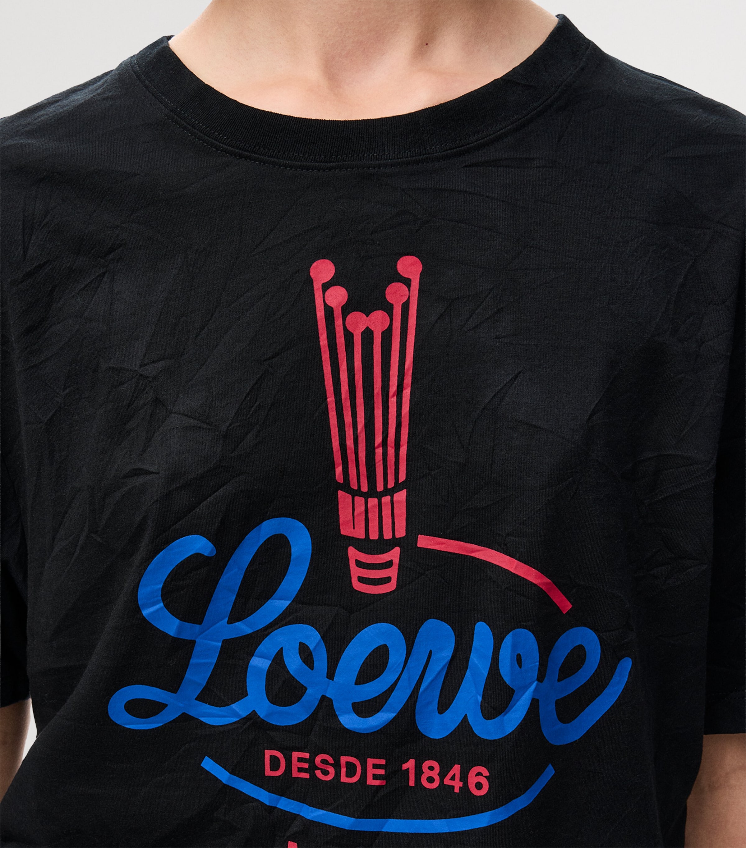 LOEWE Womens Cotton Graphic Logo T-Shirt Black Image 6