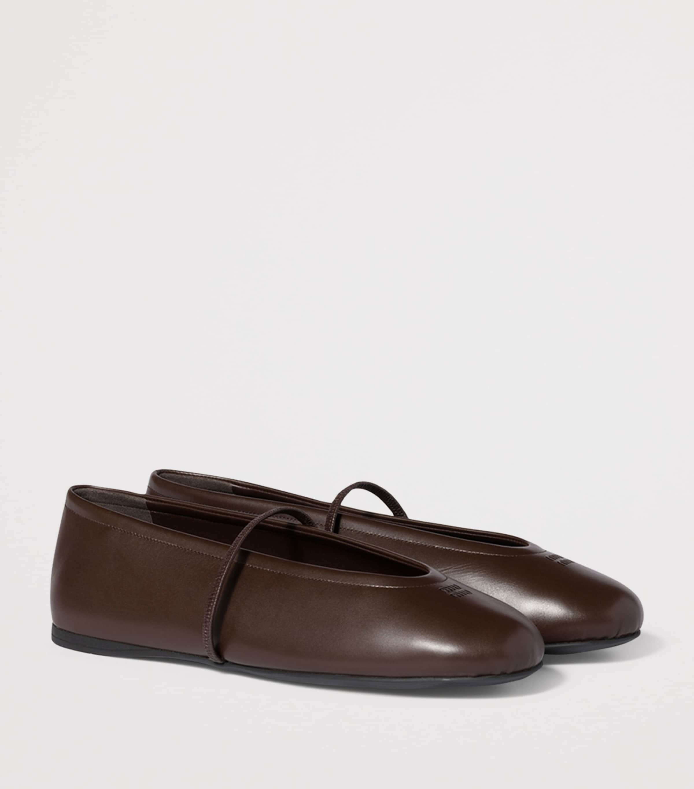 Miu Miu Nappa Leather Mary Jane Ballet Flats Brown Image 3