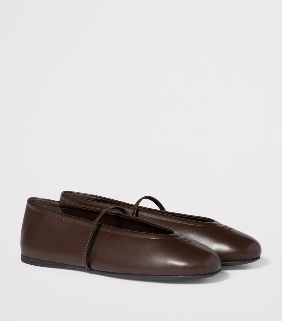 Miu Miu Nappa Leather Mary Jane Ballet Flats Brown Image 3
