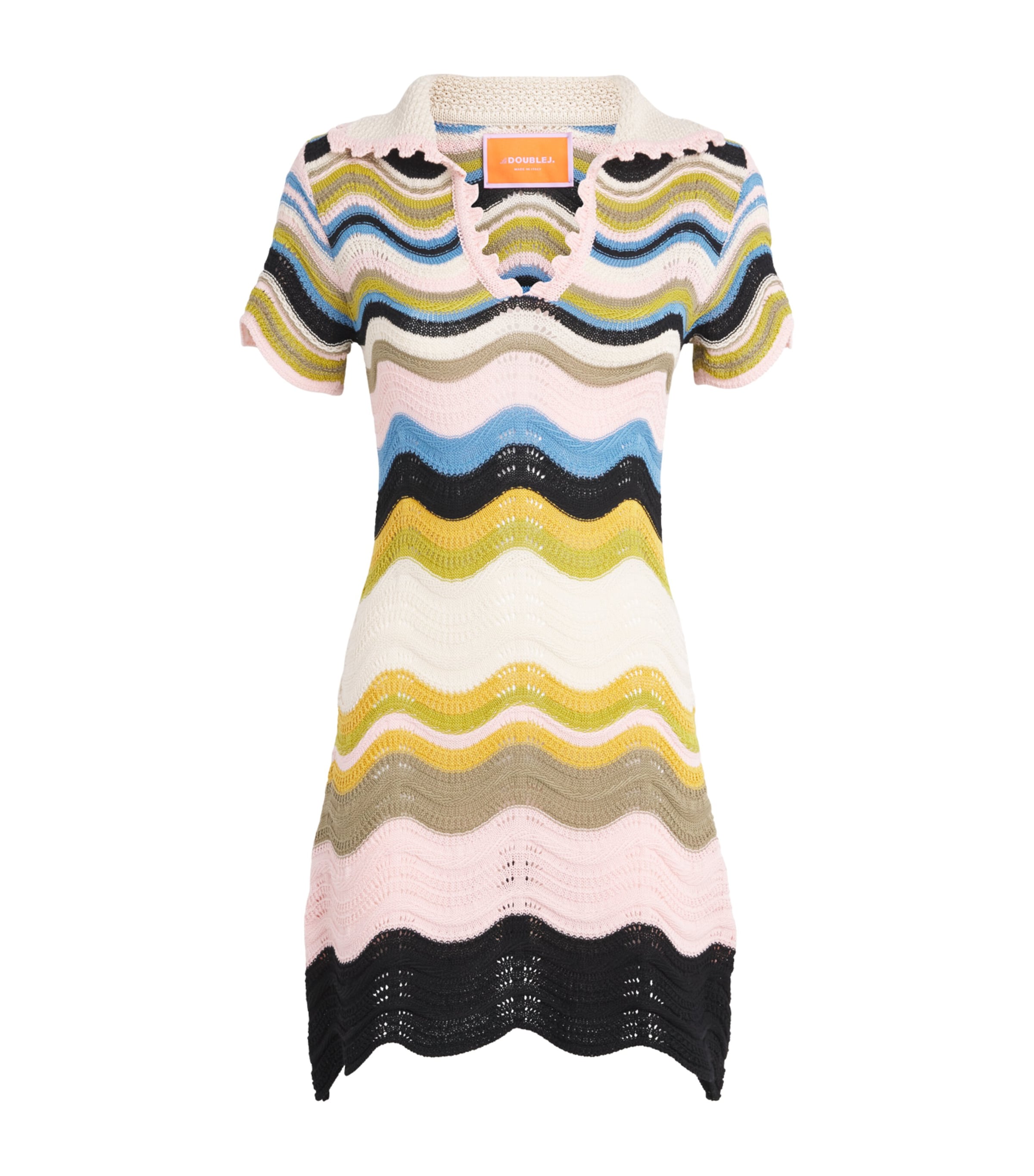 La Doublej Cotton Knitted Chevron Mini Dress