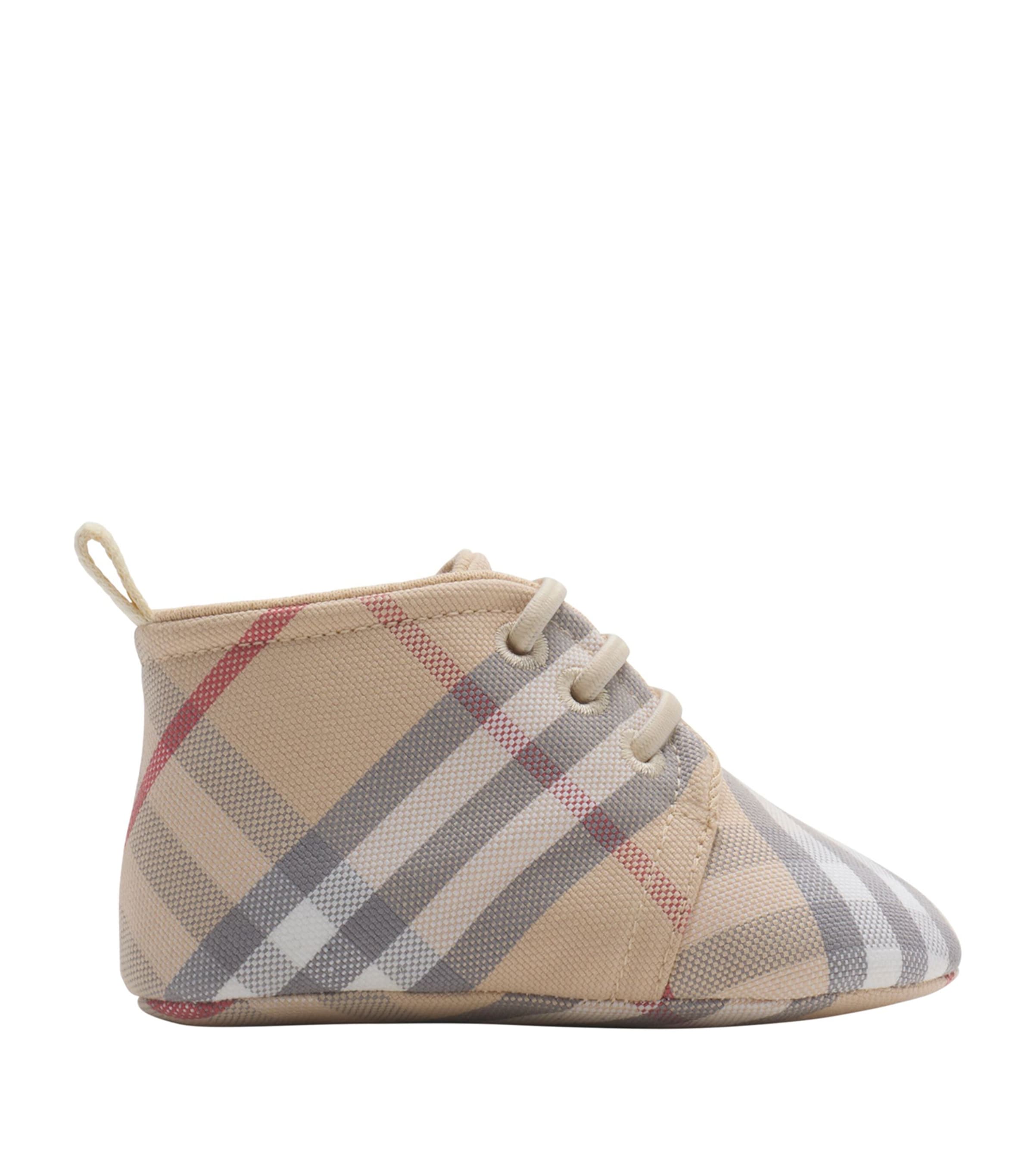 Cotton-Blend Check Booties PALE STONE IP CHECK Image 1