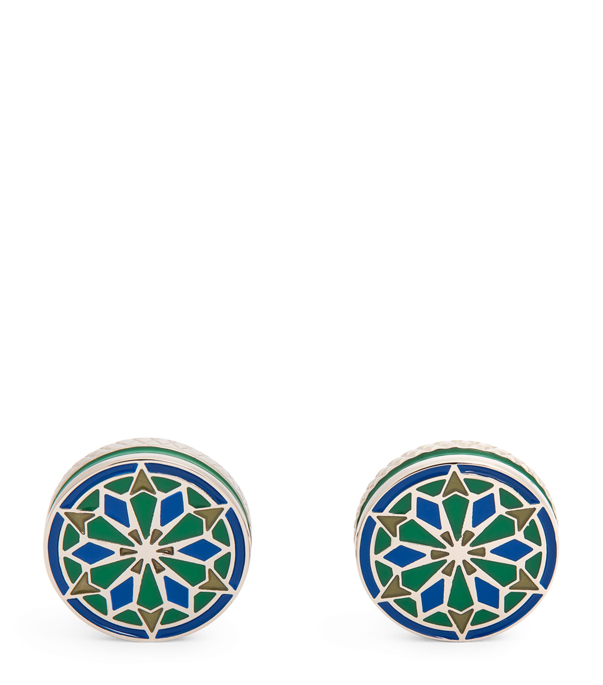 Tateossian Palladium-plated Lhasa Mandala Cufflinks
